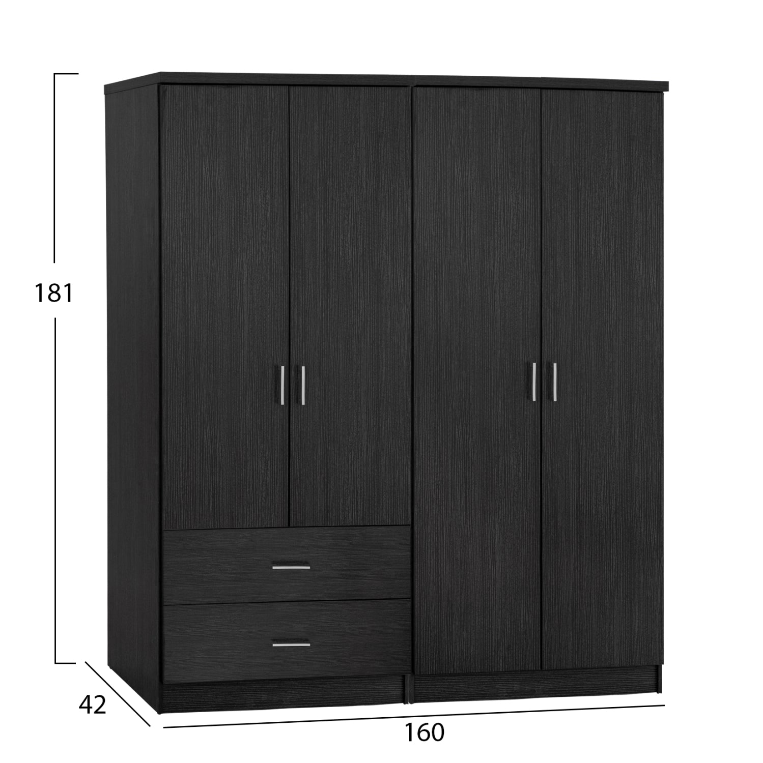 Комплект  2 бр гардероб 4-крилен цвят зебрано  160X42X181см КГ11351.01