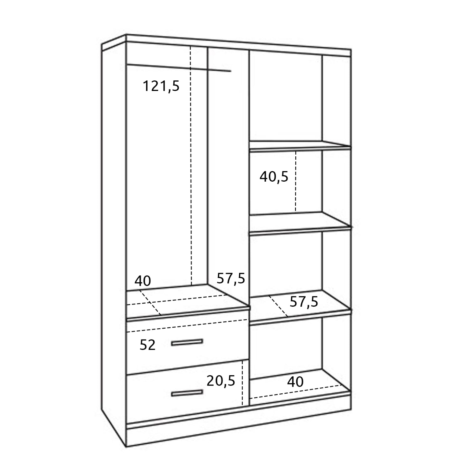 Гардероб  BLAKELY сонома цвят  120x42.5x180.5 см