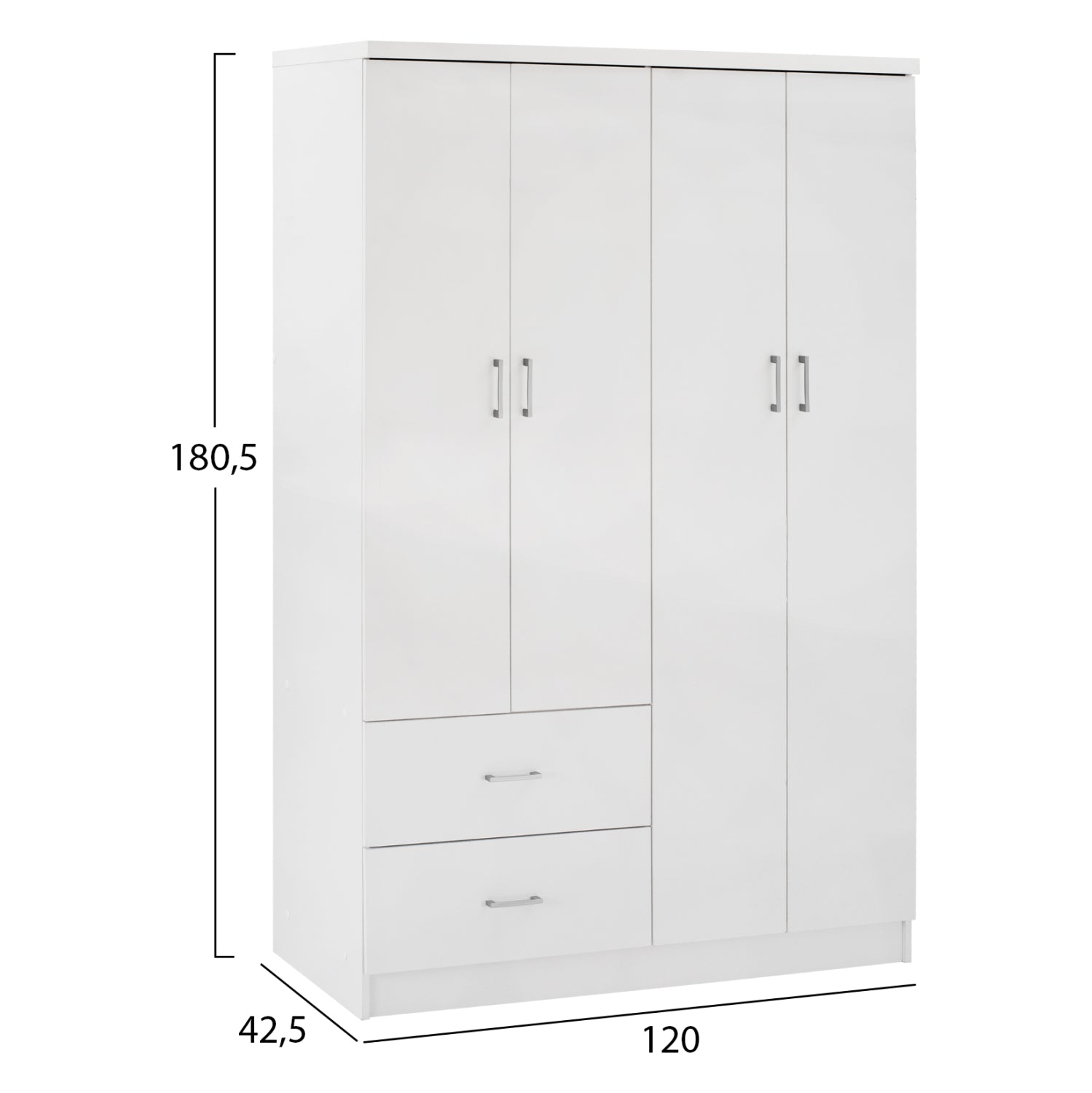 Гардероб BLAKELY бял цвят 120Χ42,5Χ180,5см