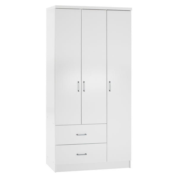 Гардероб с 3 врати и 2 чекмеджета CAESAR цвят бял 89x42.5x181 см