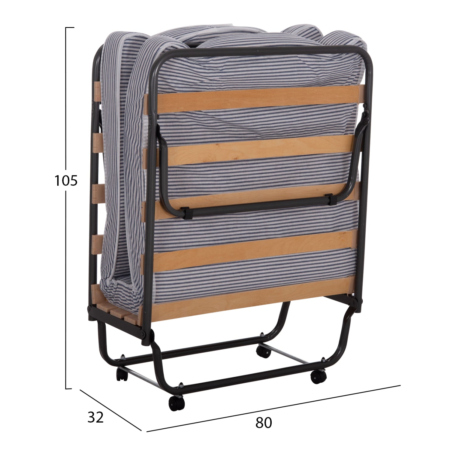 Италианско легло NOBLE с колелца и матрак 9см синьо-бяло 80x182x37.5cm.