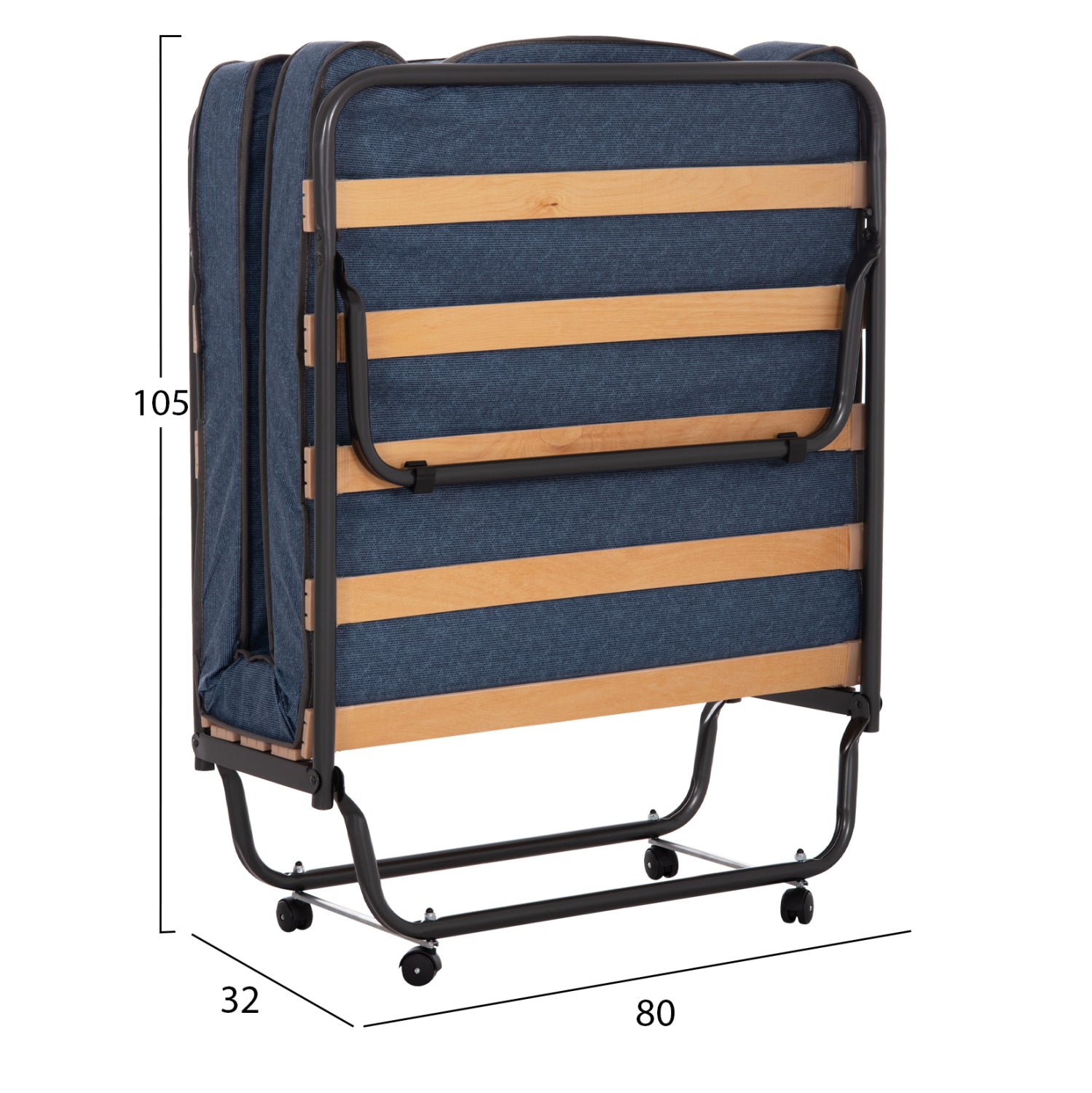 Италианско легло NOBLE с колела и матрак 9см сиво 80x182x37.5cm.