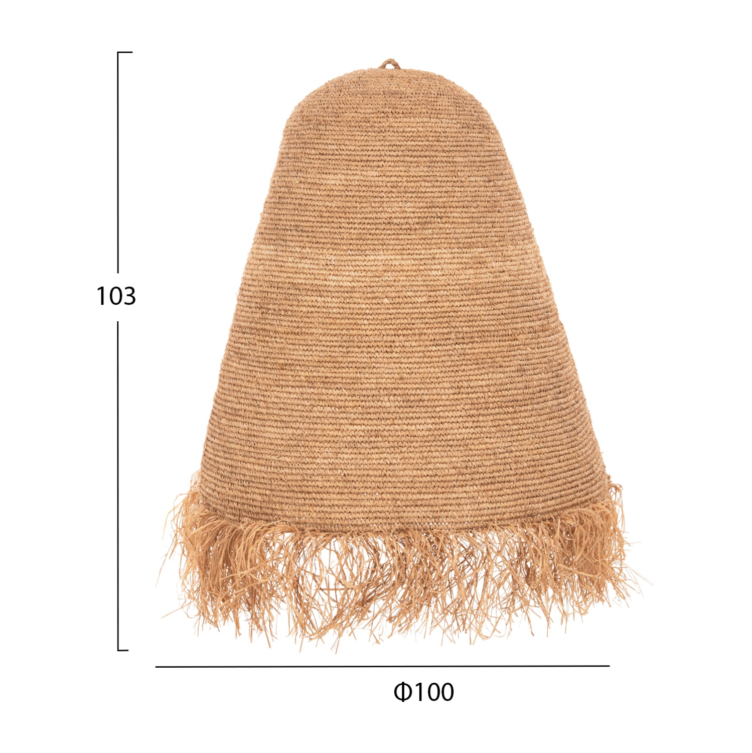 Пенделна лампа за таван от ратан в естествен цвят φ100x100-103hcm.