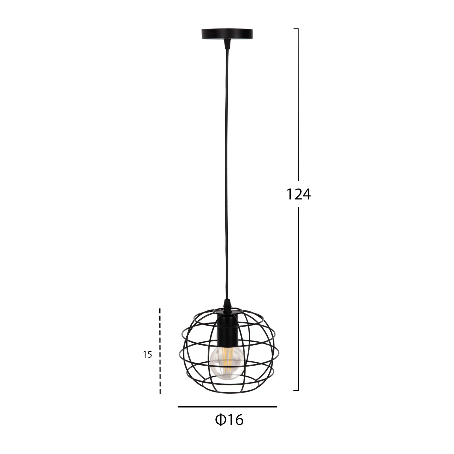 Таванна лампа 4037 черен цвят  Φ16x124Hcм
