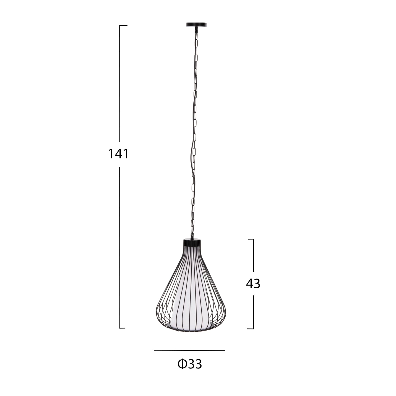 Таванна лампа 4074 черен цвят Φ33x43-141см