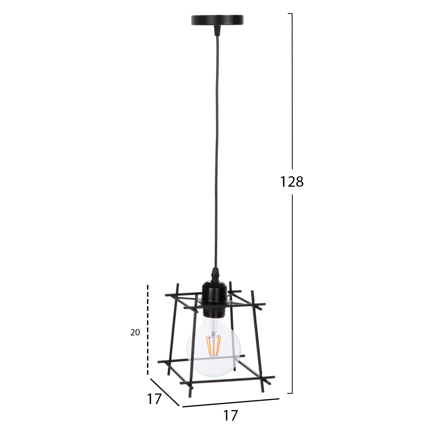 Таванна лампа 4085 черен цвят 17x17x128см