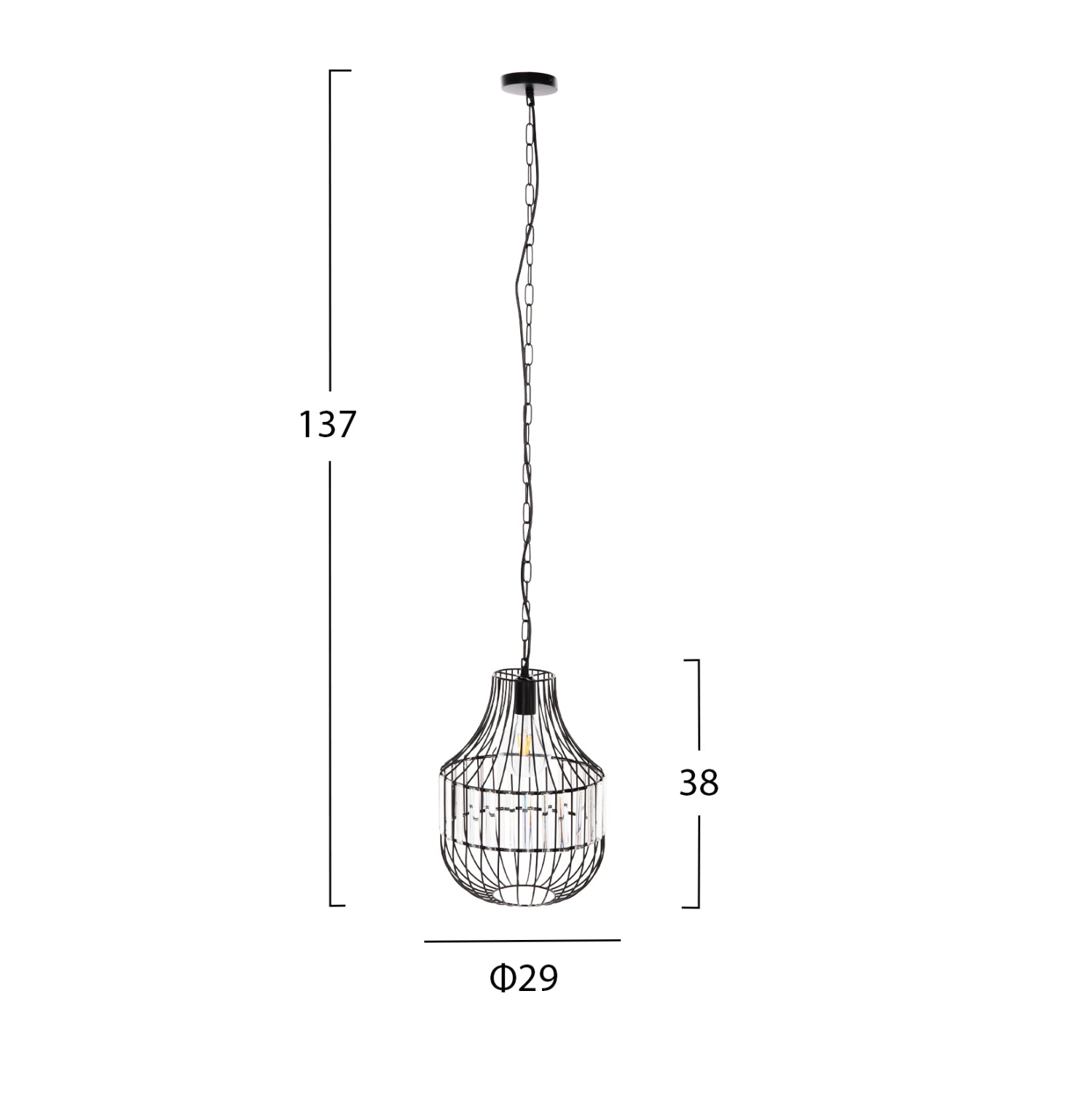 Таванна лампа 4093 метал-стъкло Φ29x38-137см
