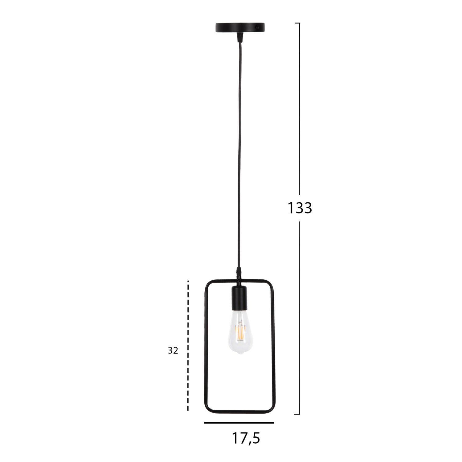 Таванна лампа 4097 черен цвят 17.5x133см