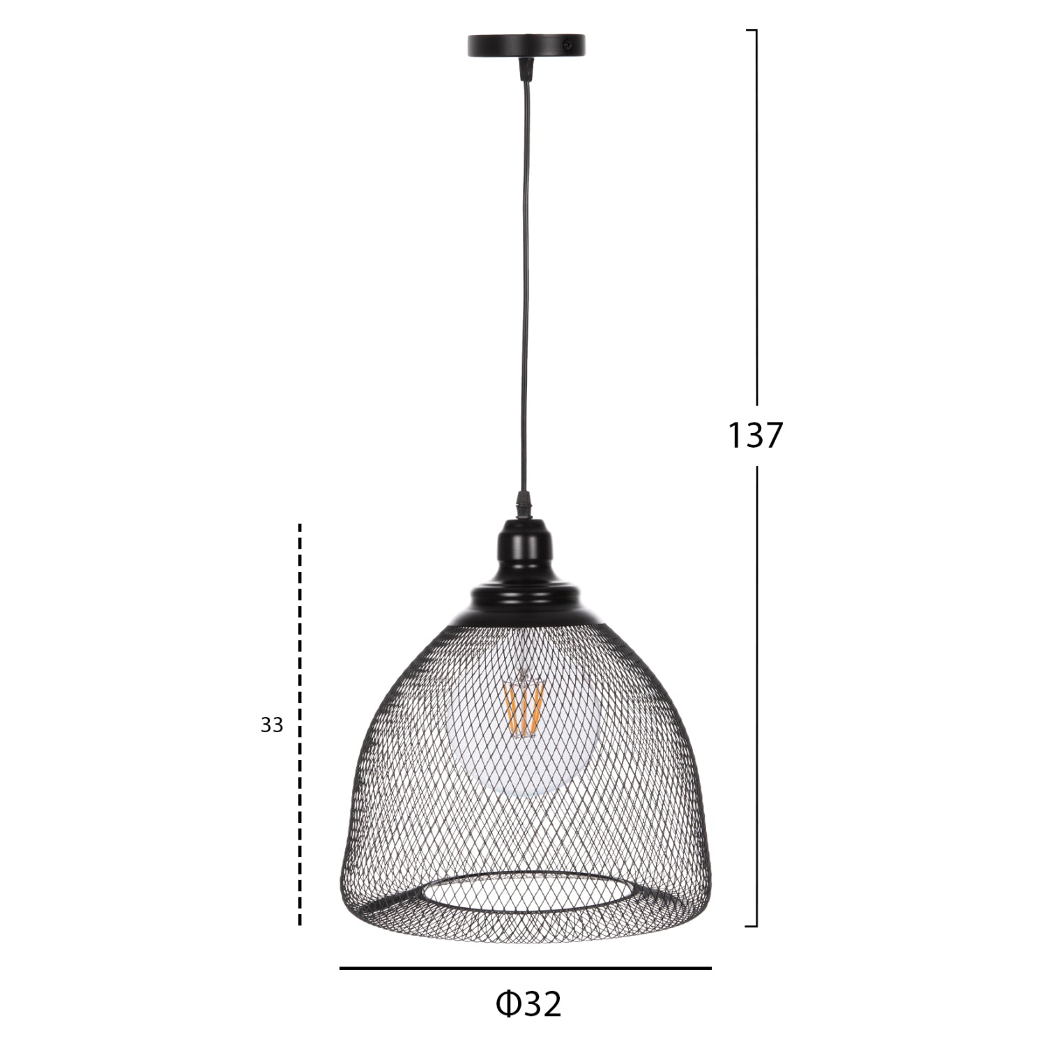 Таванна лампа 4100 черен цвят Φ32x137см