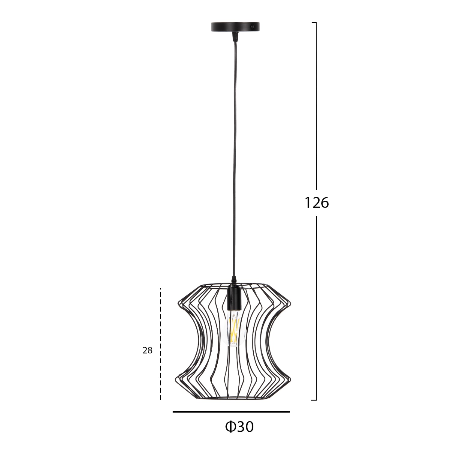 Таванна лампа 4112 черен цвят  Φ30x126Hcм