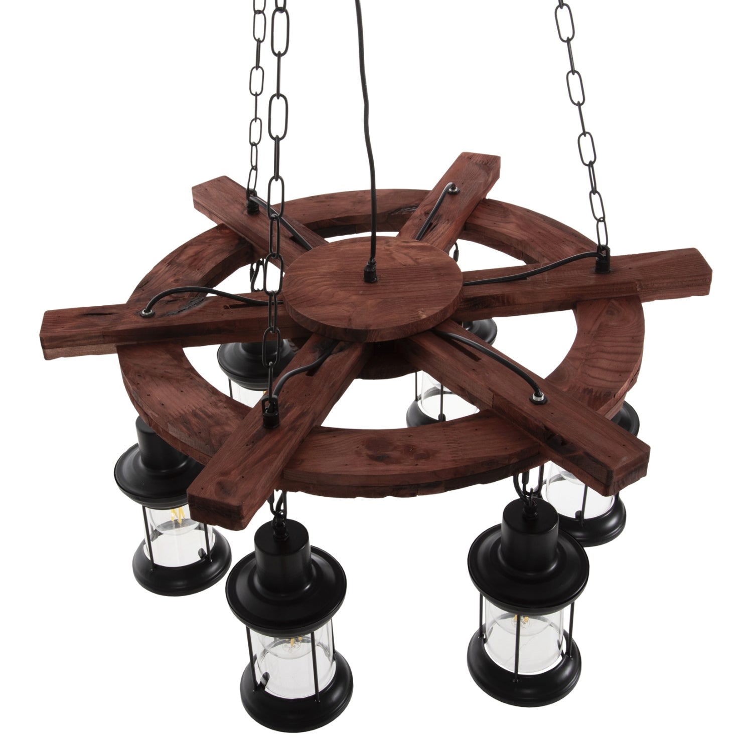 Таванна лампа 4116 дърво-метал-стъкло 119см