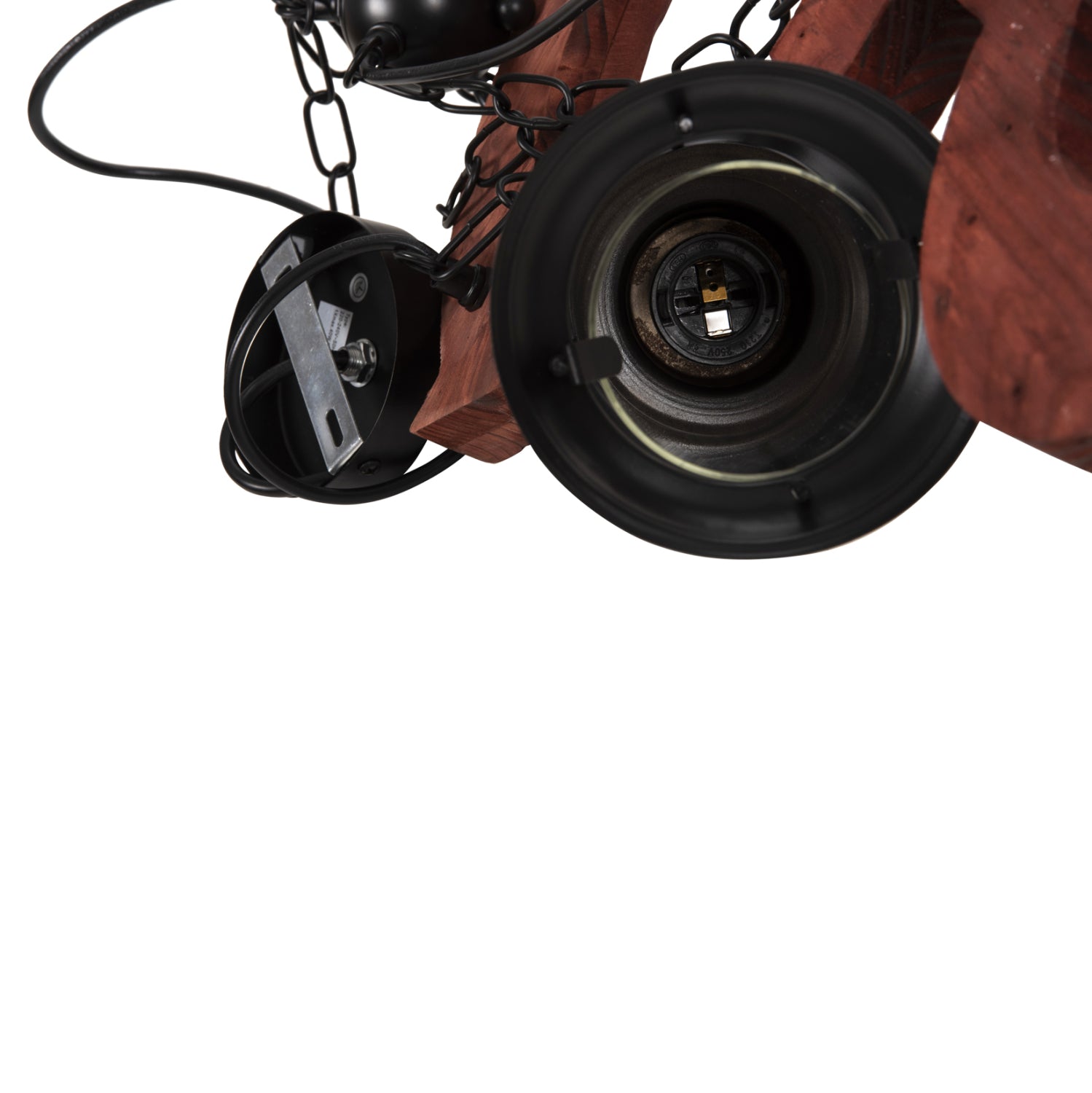 Таванна лампа 4116 дърво-метал-стъкло 119см