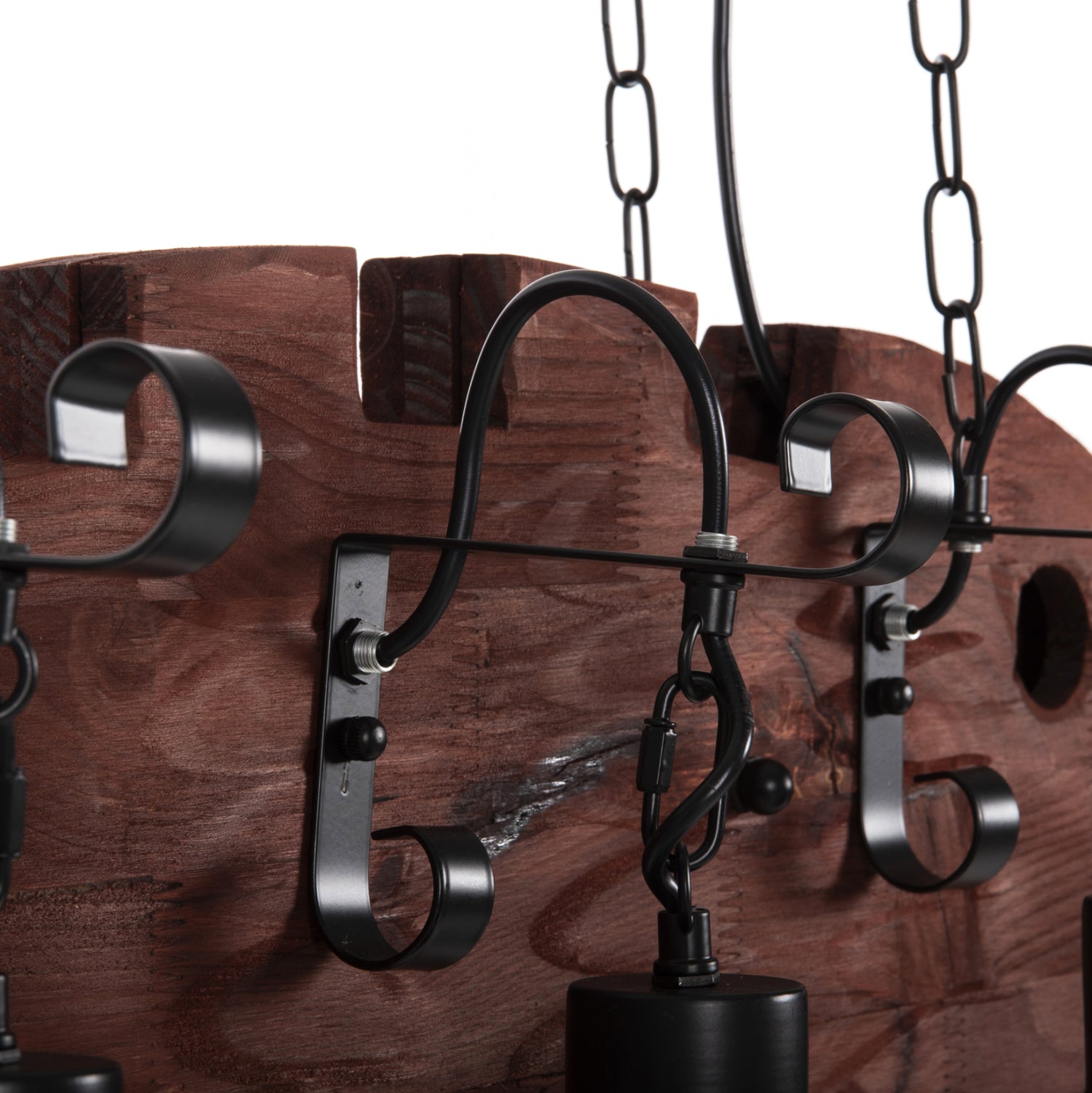 Таванна висяща лампа 4118 естествено дърво-черен цвят  95x35x116 см