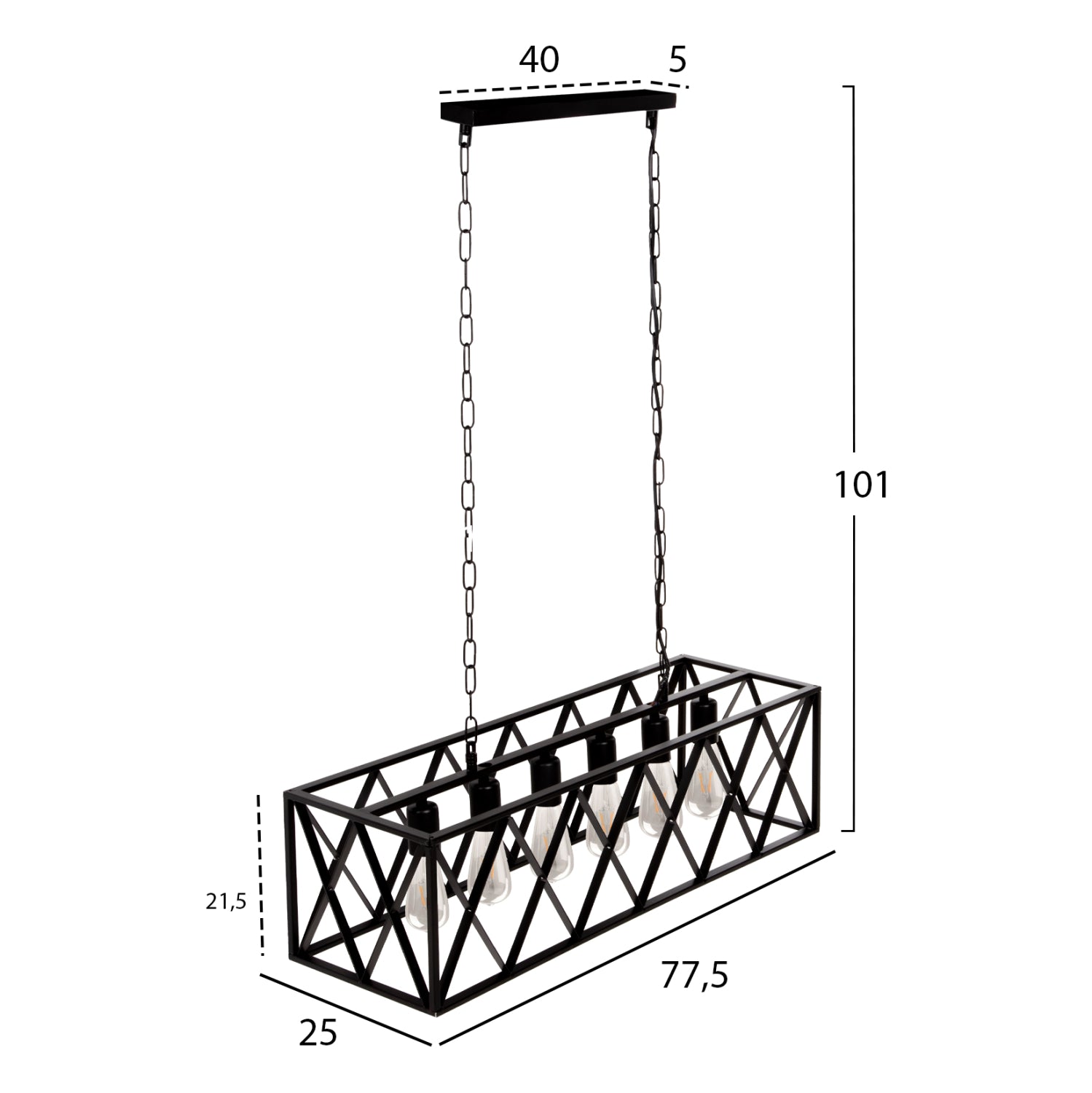 Таванна лампа 4128 черен цвят 77.5x25x101см