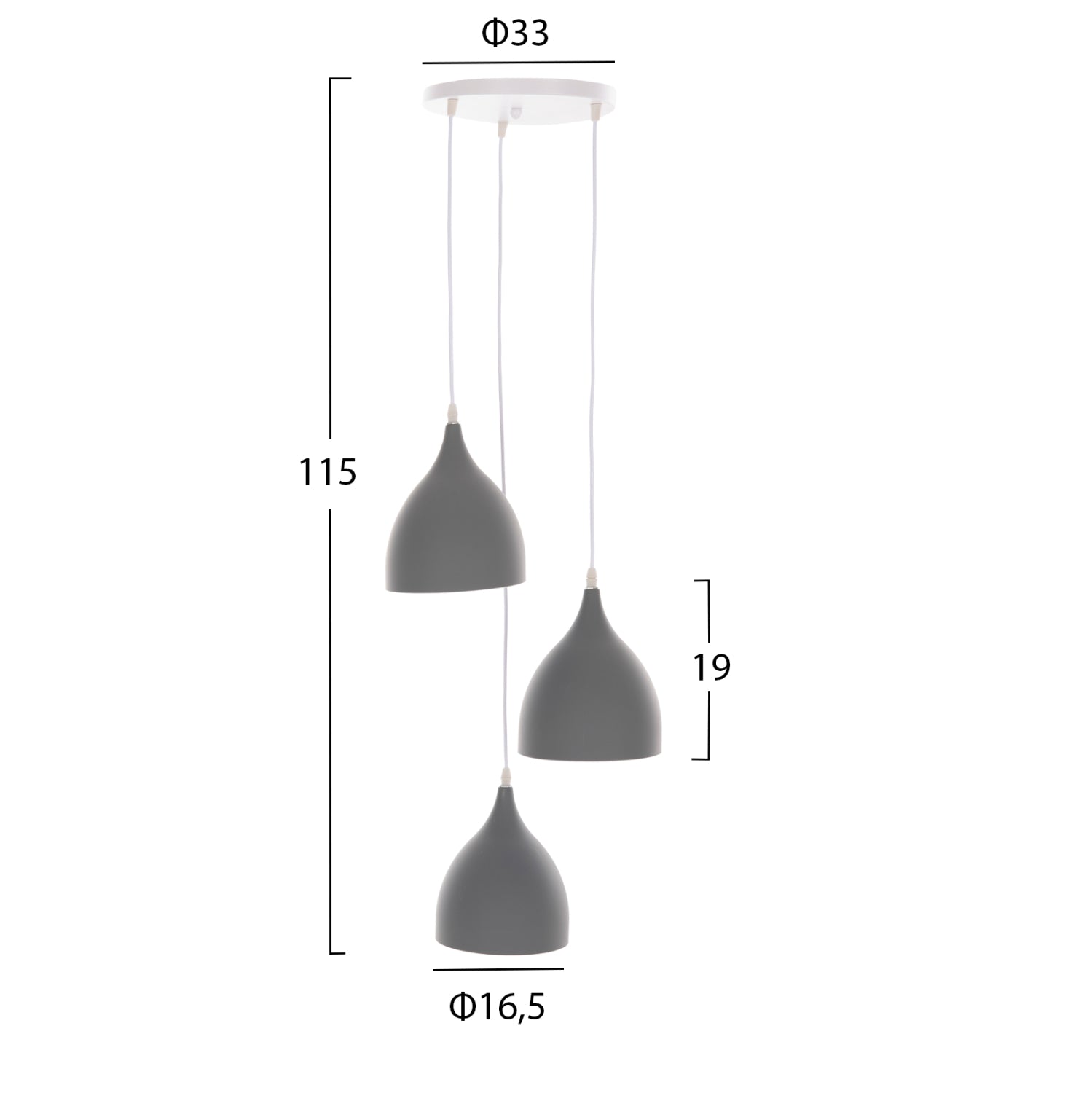 Таванна лампа 4139 сив-бял цвят Φ33x33-115см
