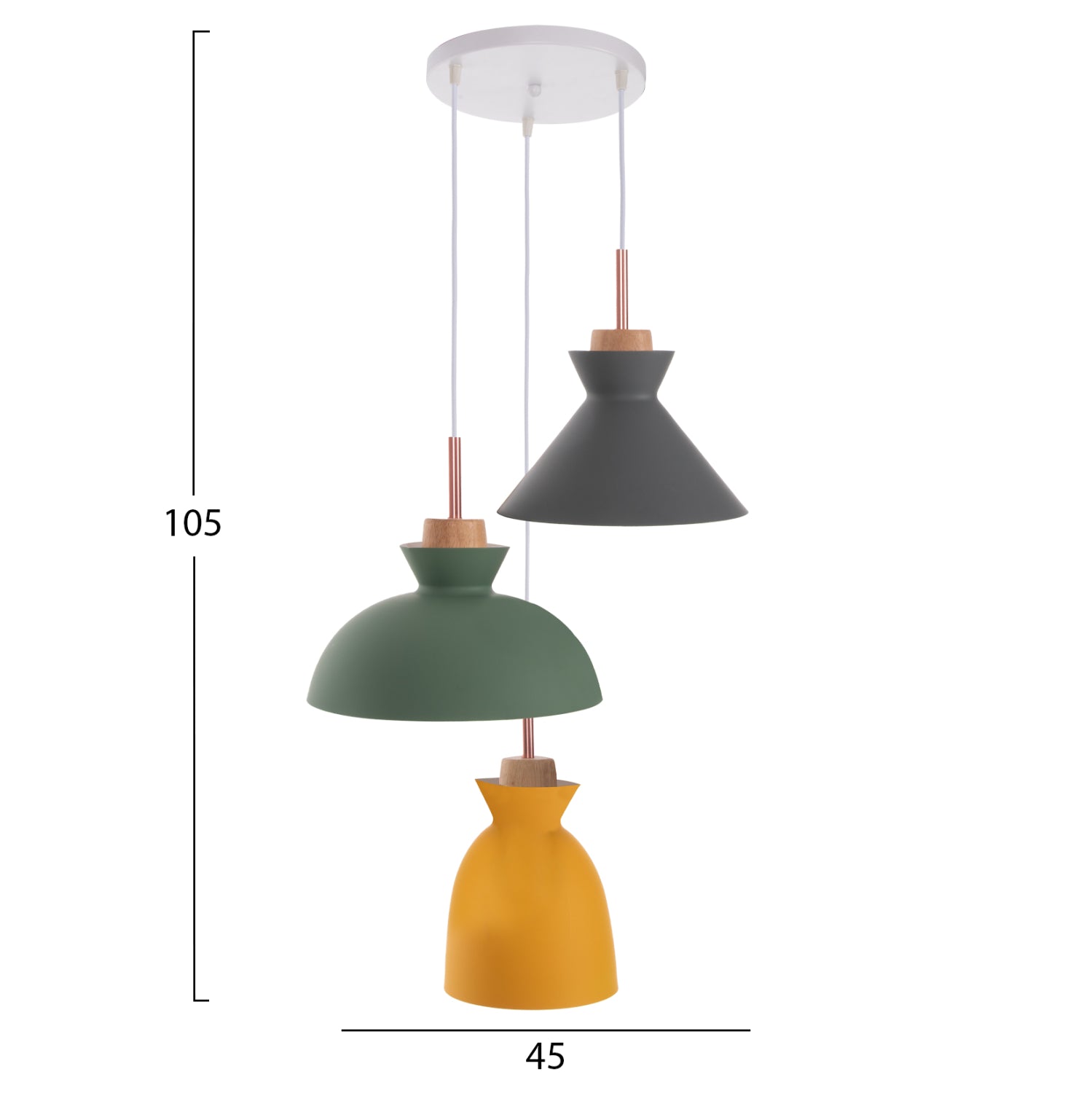 Лампа цвят сив-зелен-жълт ф45/105см
