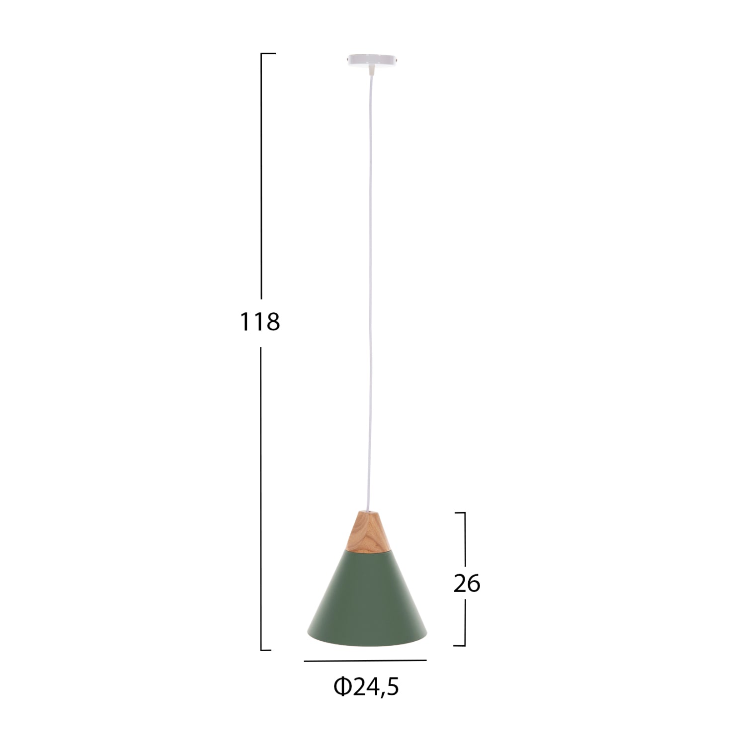 Таванна лампа 4147 зелен цвят  Φ25x118см