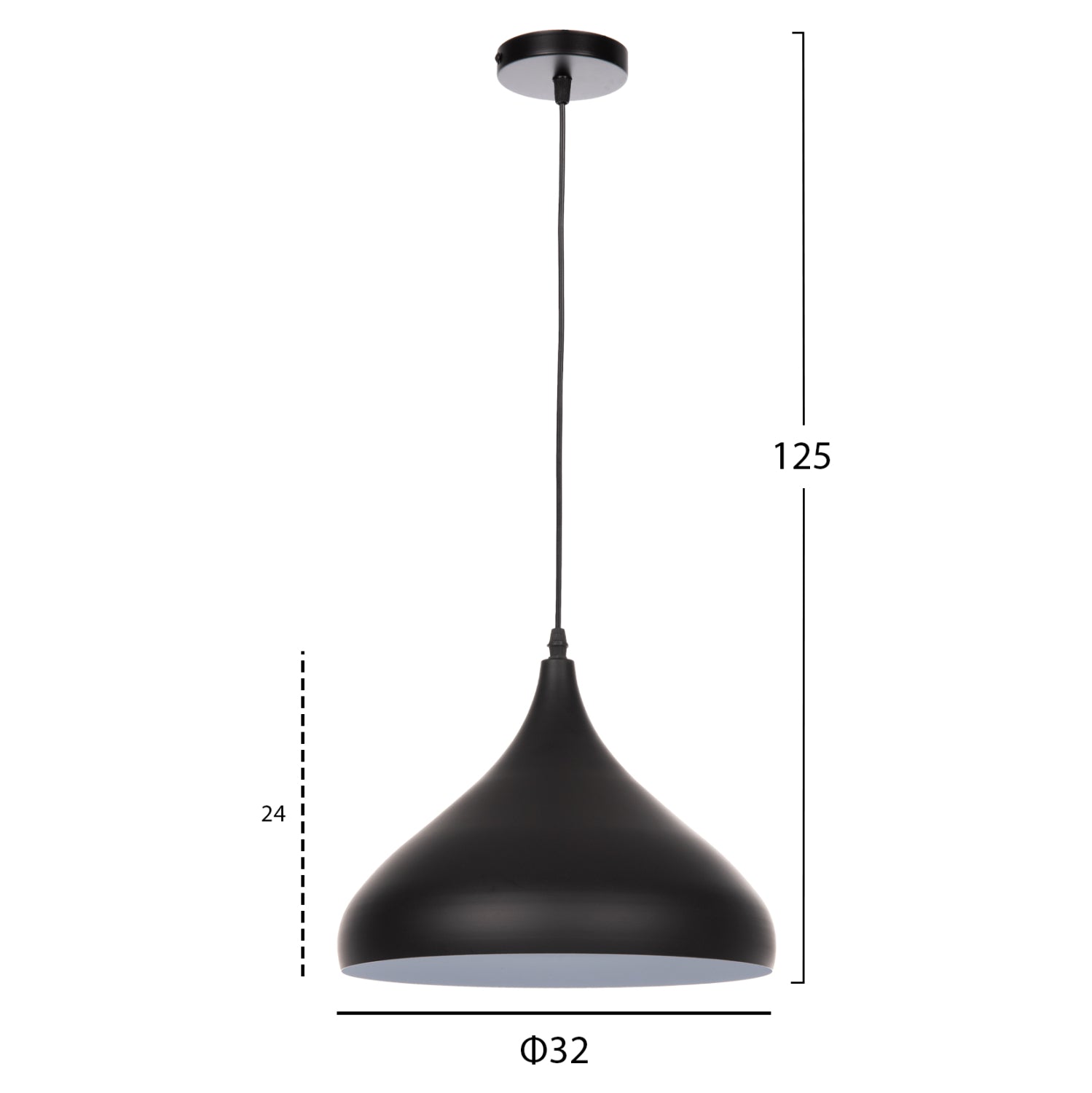 Лампа черен цвят -φ32x125см