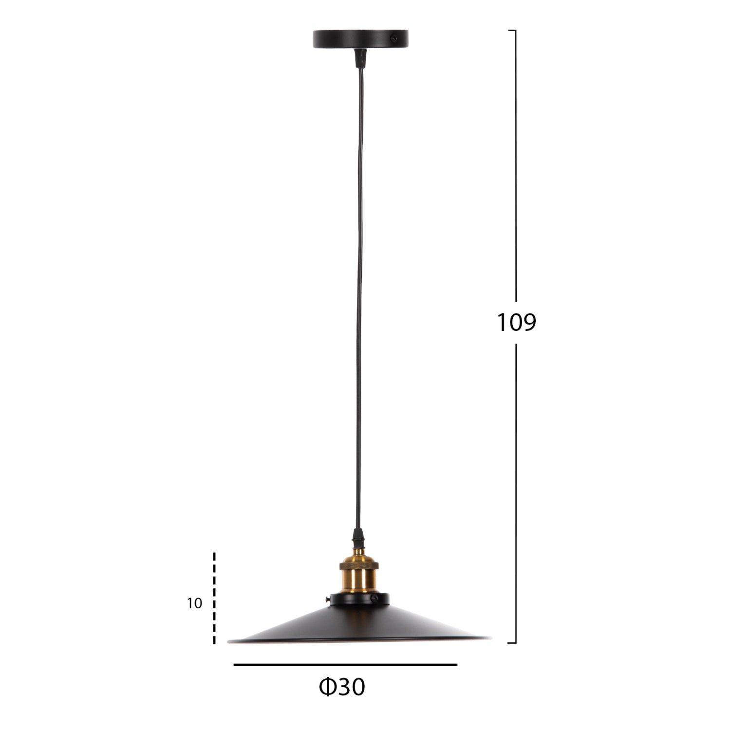 Таванна лампа 4162 черен цвят  Φ30x109см