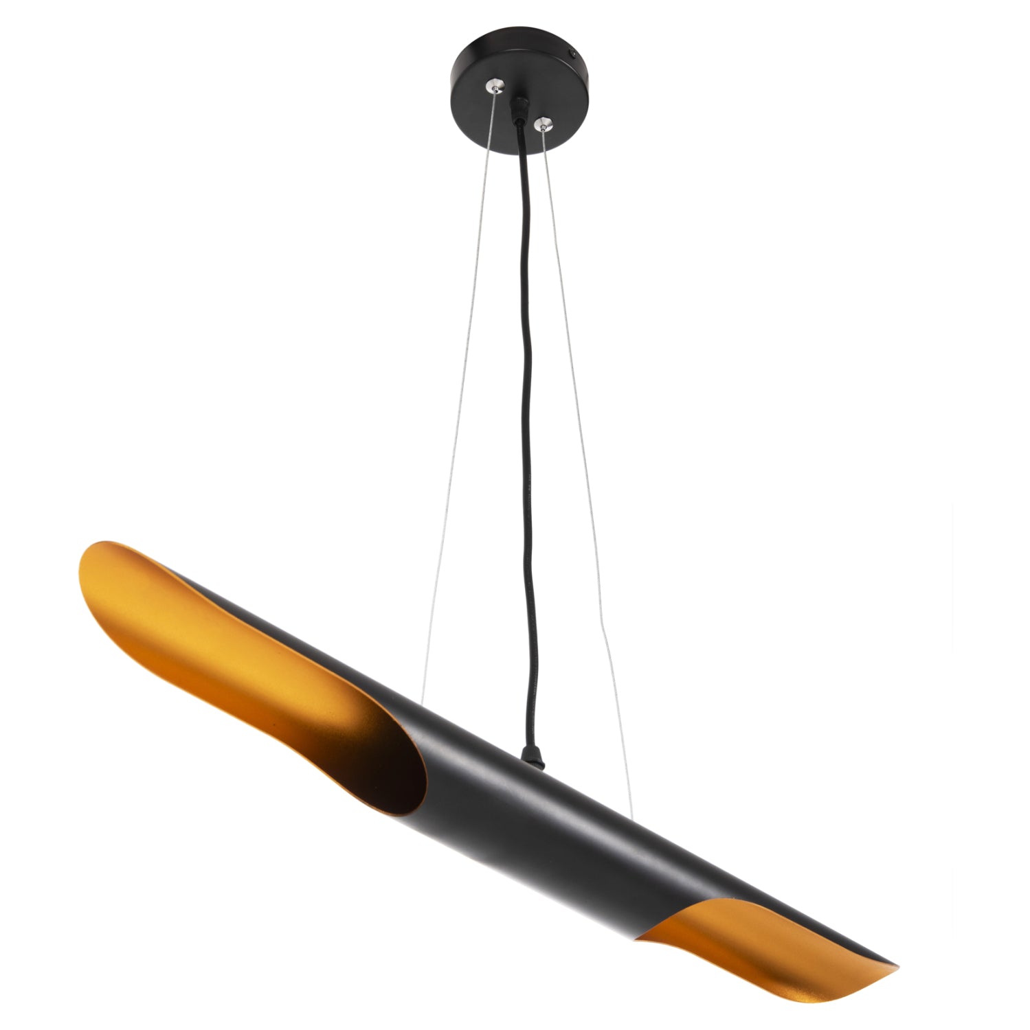 Пенсална ламина за таван, черна метална тръба - 2 лампи φ6x60χсм.