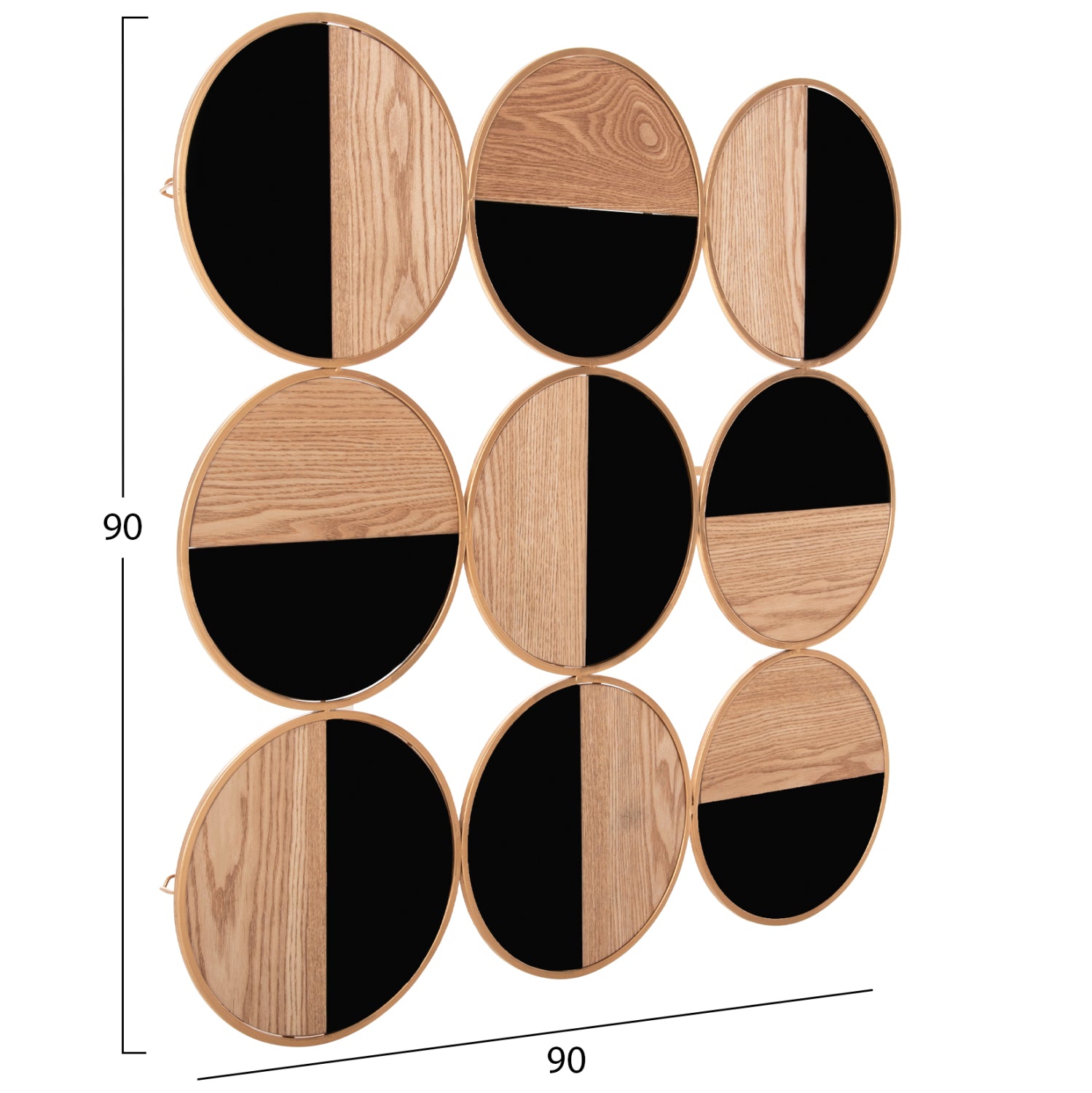 Декорация за стена метална  цвят натурал-черен златист МДФ 90x90