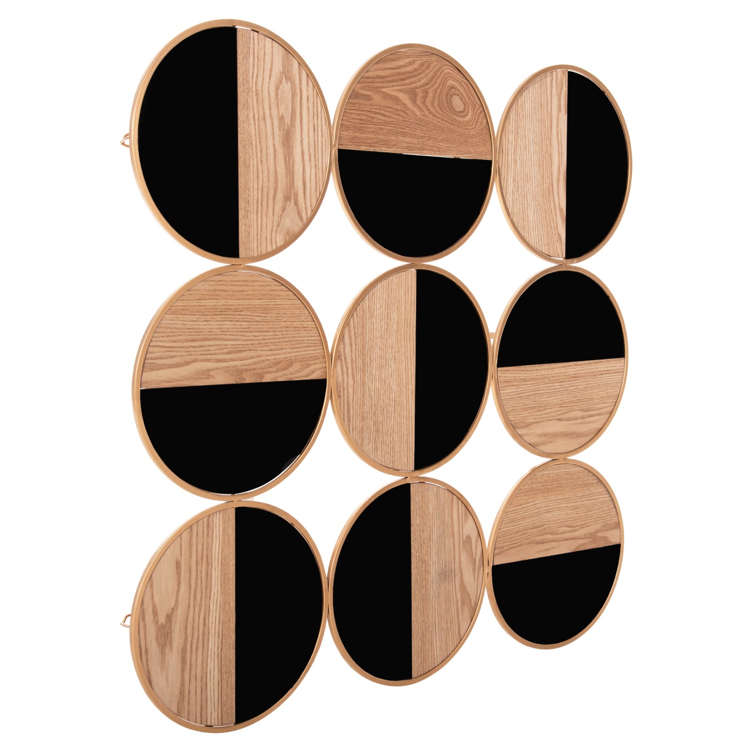 Декорация за стена метална  цвят натурал-черен златист МДФ 90x90