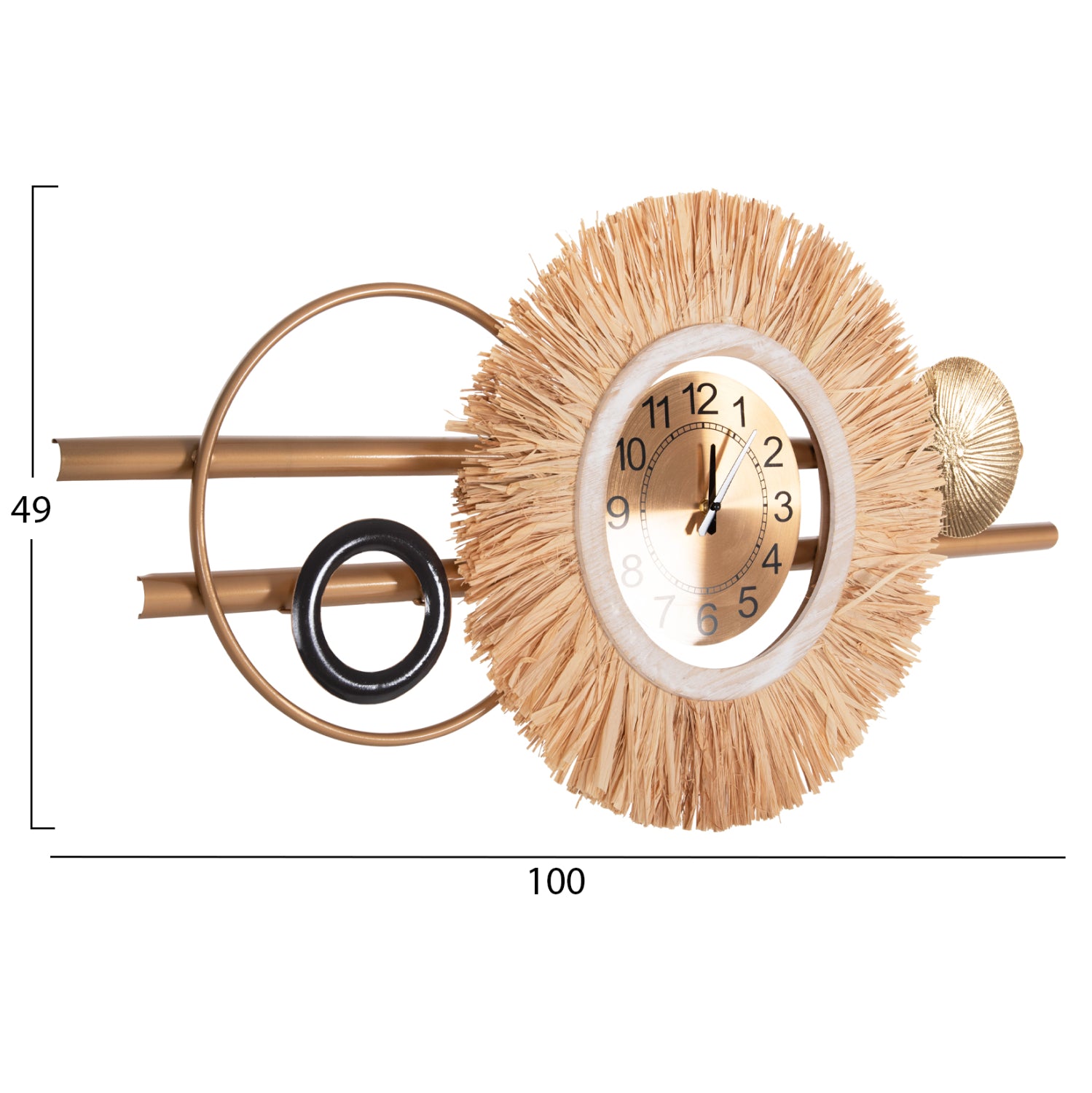 Часовник натурал метал и рафиеви влакна  100x49см