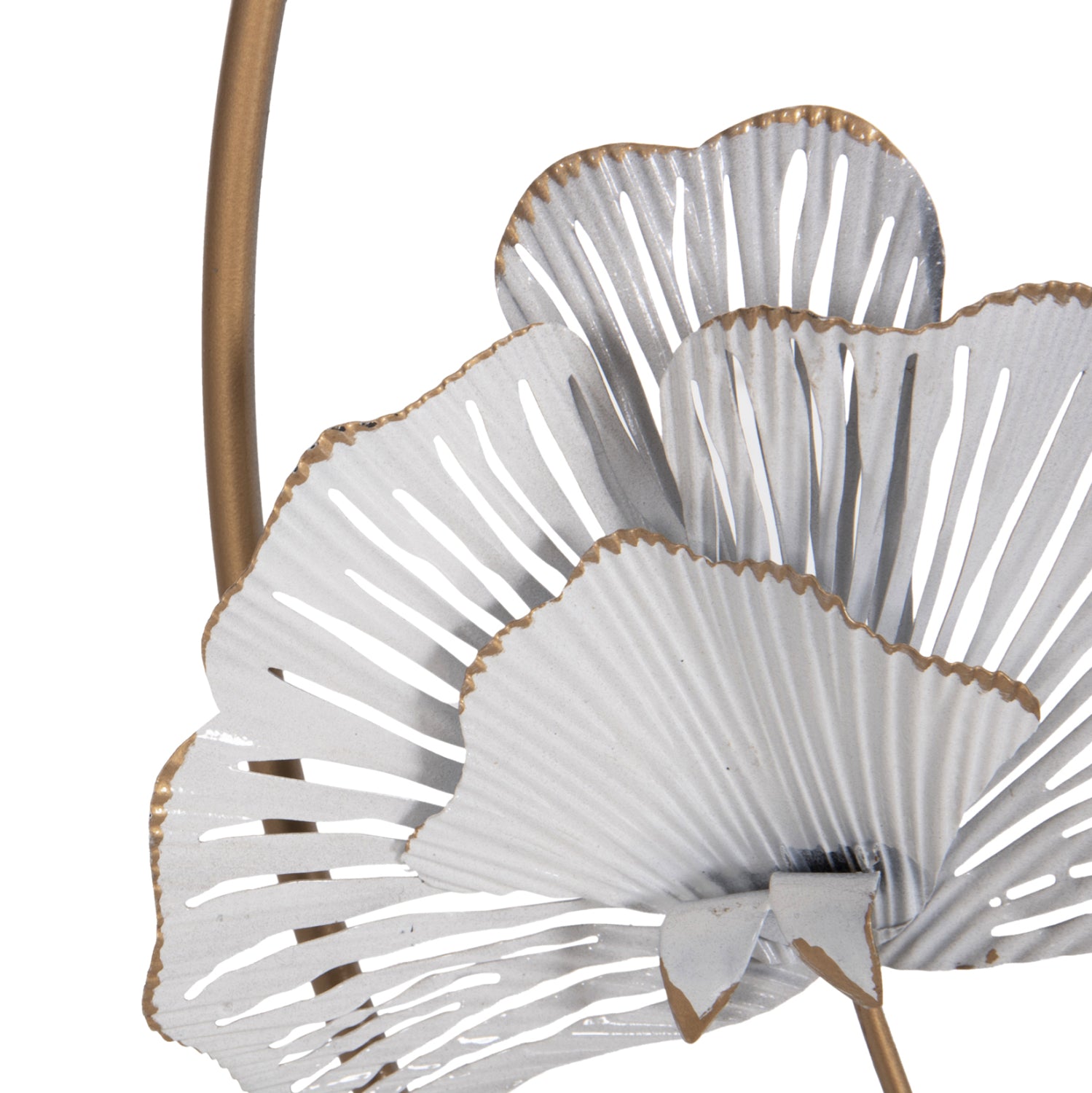 Кръгла метална стенна декорация в златисто-черно-бяло φ60см