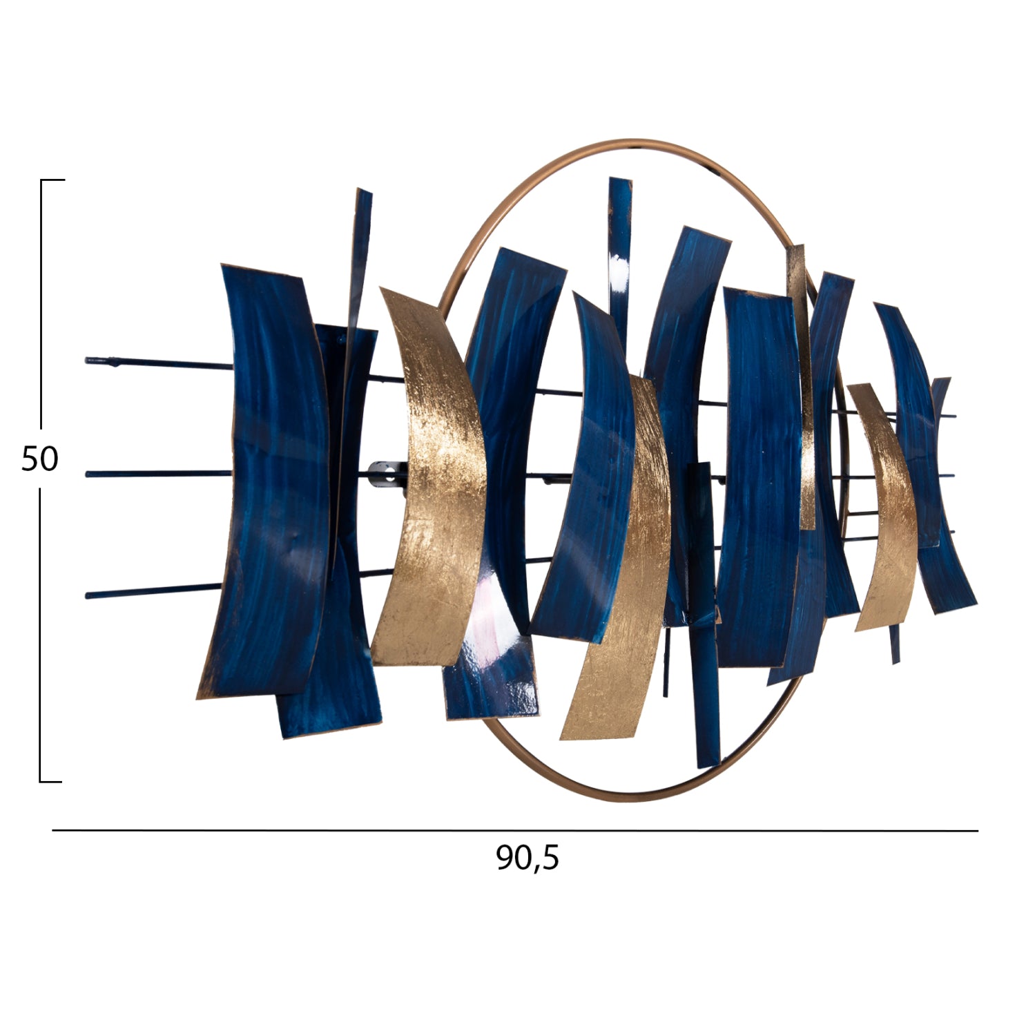 Метална стенна декорация в синьо-златист цвят 90.5x50см