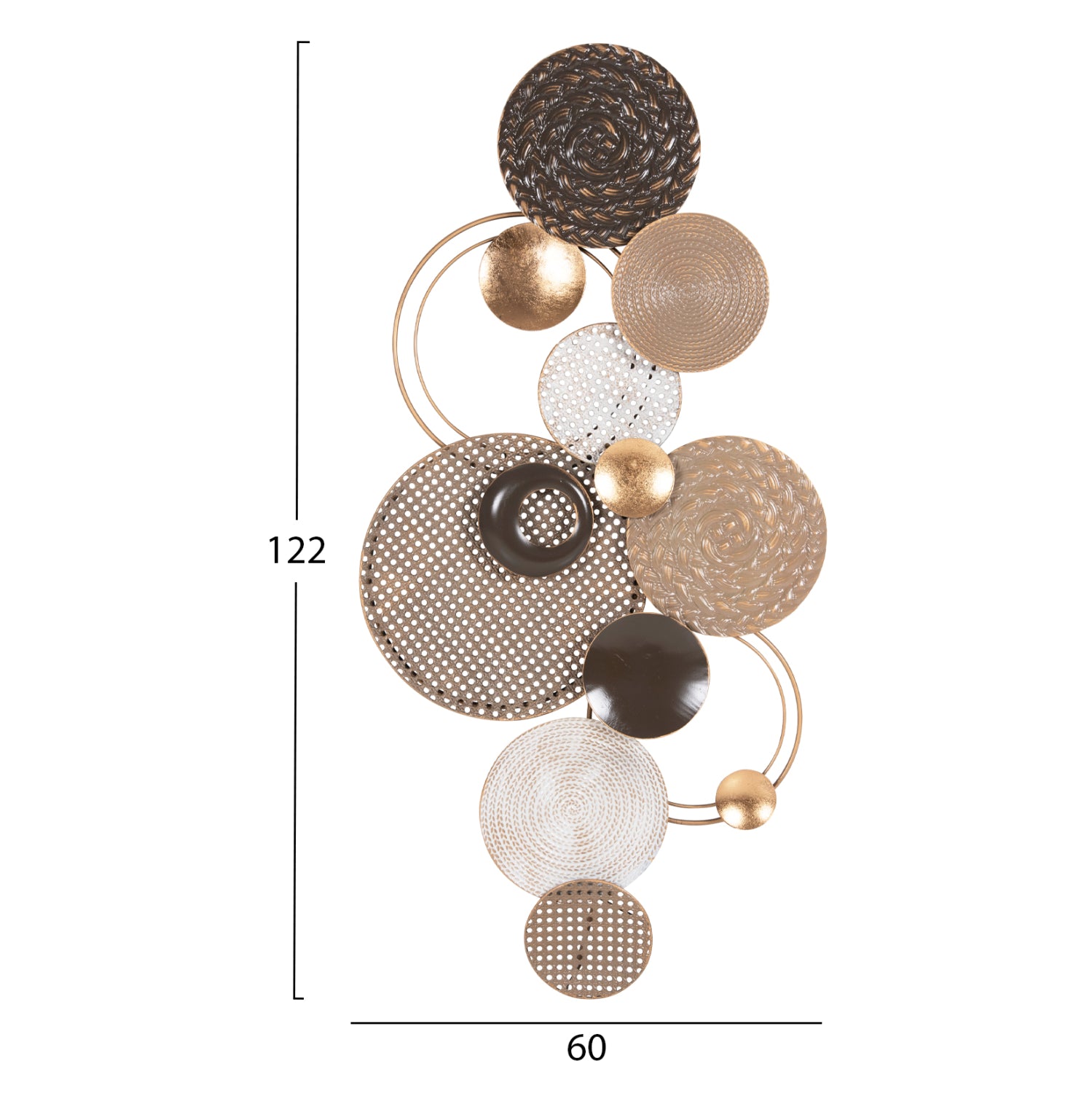 Метална стенна декорация в земни цветове 60x5x122 см.