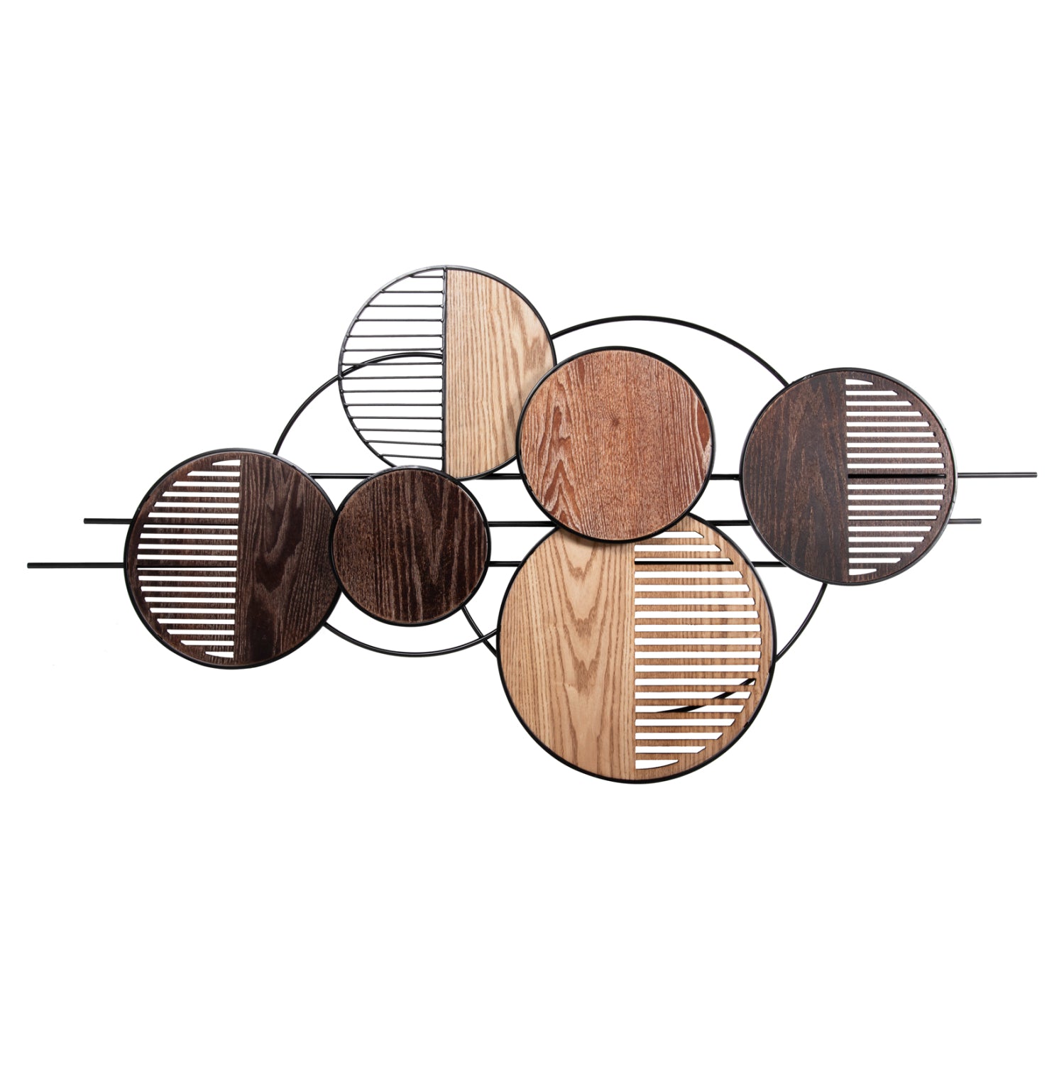 Декорация за стена цвят натурал-черен метал /земни цветове 135x69