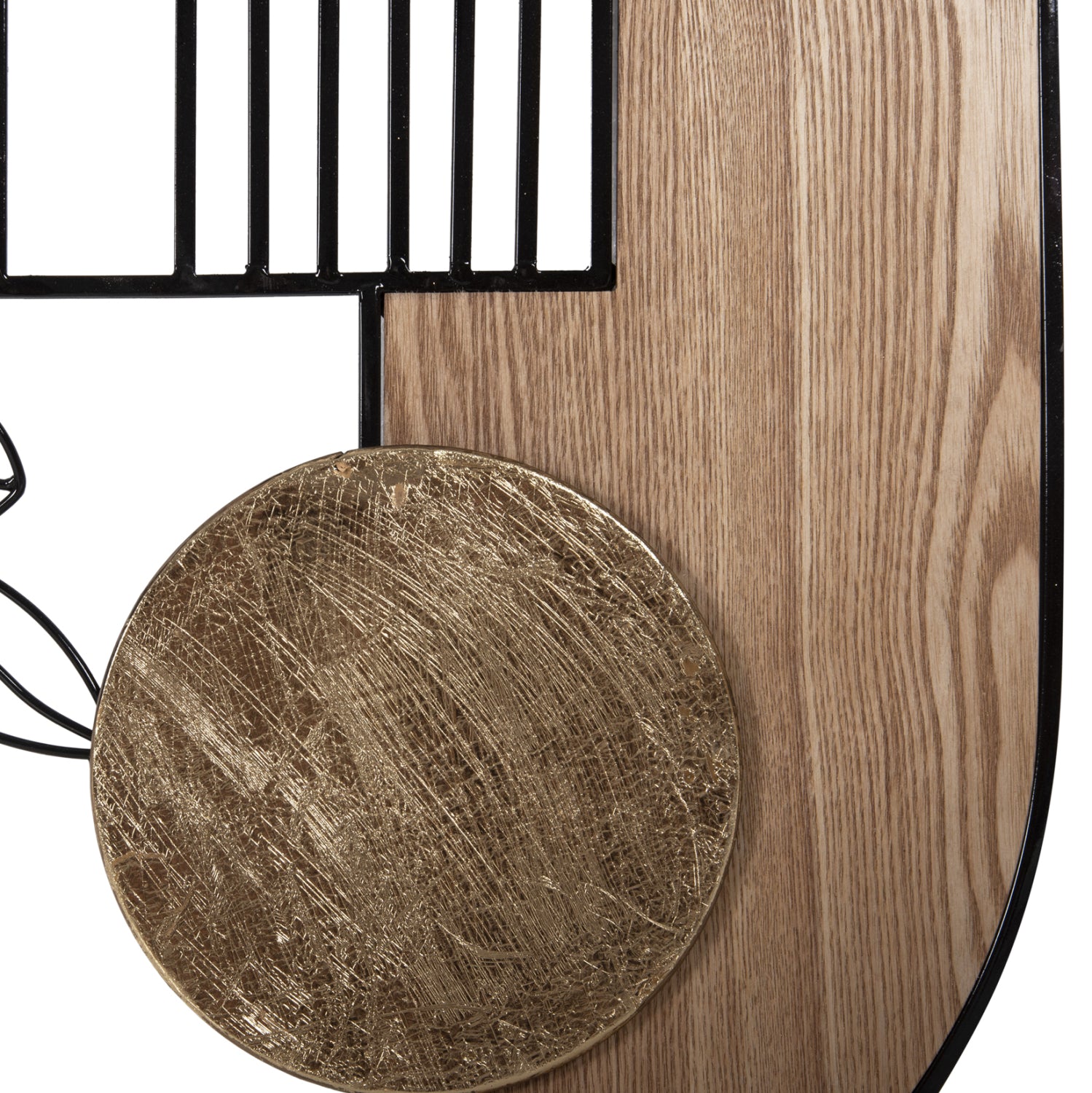 Декорация за стена цвят натурал дърво-черен метал 66x100