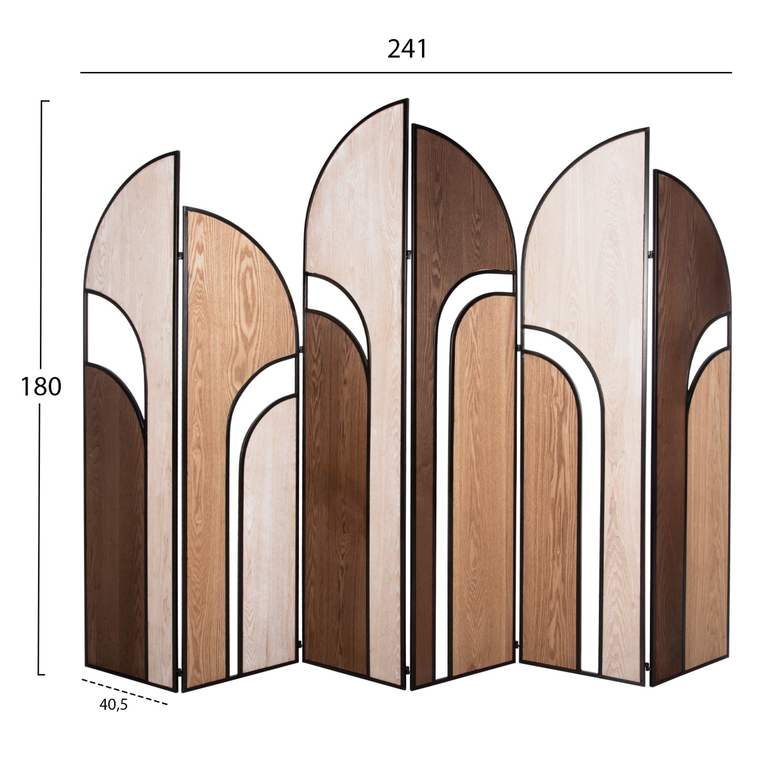 6-листен едностранен mdf параван CRYPT  в 4 цвята - черен метал 241x1.5x180см.