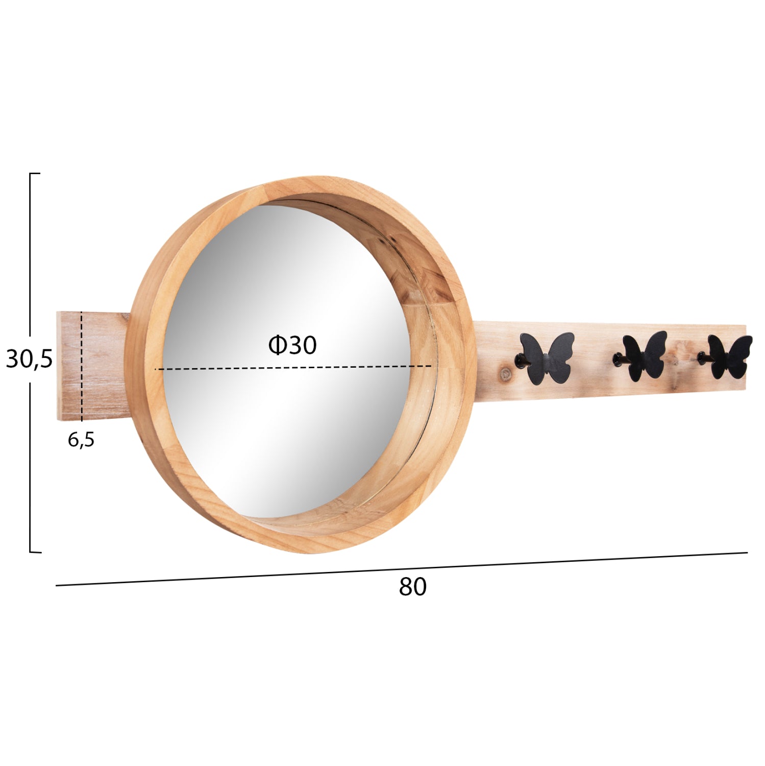 Огледало със закачалка SCUTTLE цвят натурал 80x6.5x30.5см.
