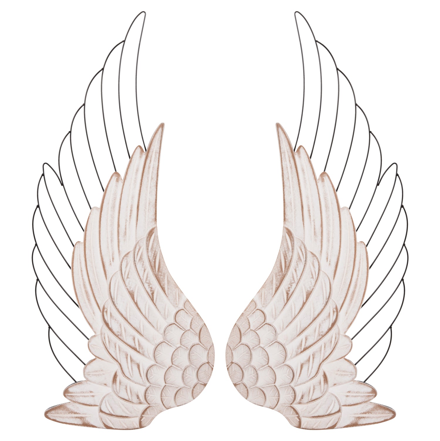 Декорация за стена Крила  2бр цвят бял-МДФ черен метал 39x1,5x92