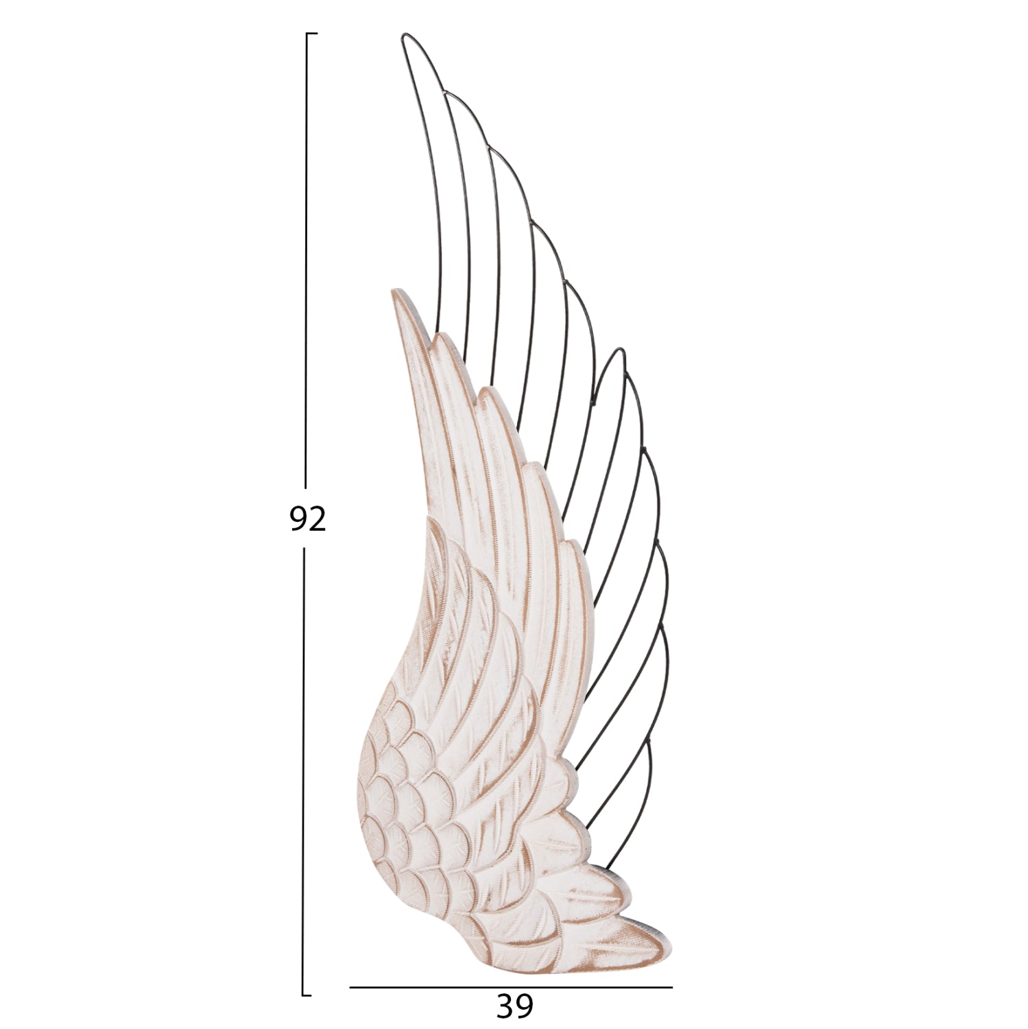 Декорация за стена Крила  2бр цвят бял-МДФ черен метал 39x1,5x92