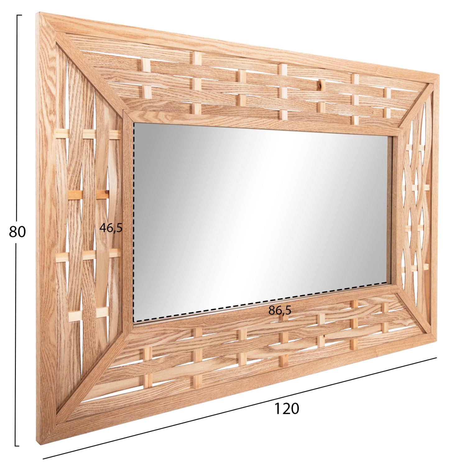 Огледало стенно правоъгълно с рамка бамбук 120x2.5x80 см.