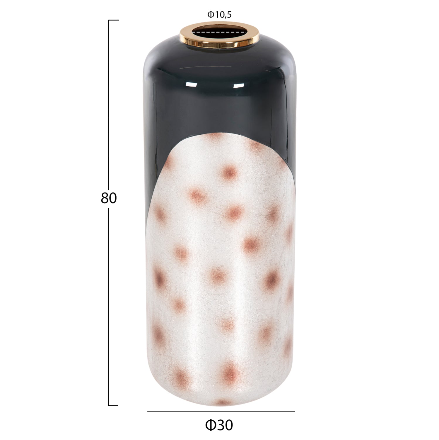 Декоративна подова ваза  метал в цвят въглищно синьо-сребърно φ30x80υсм