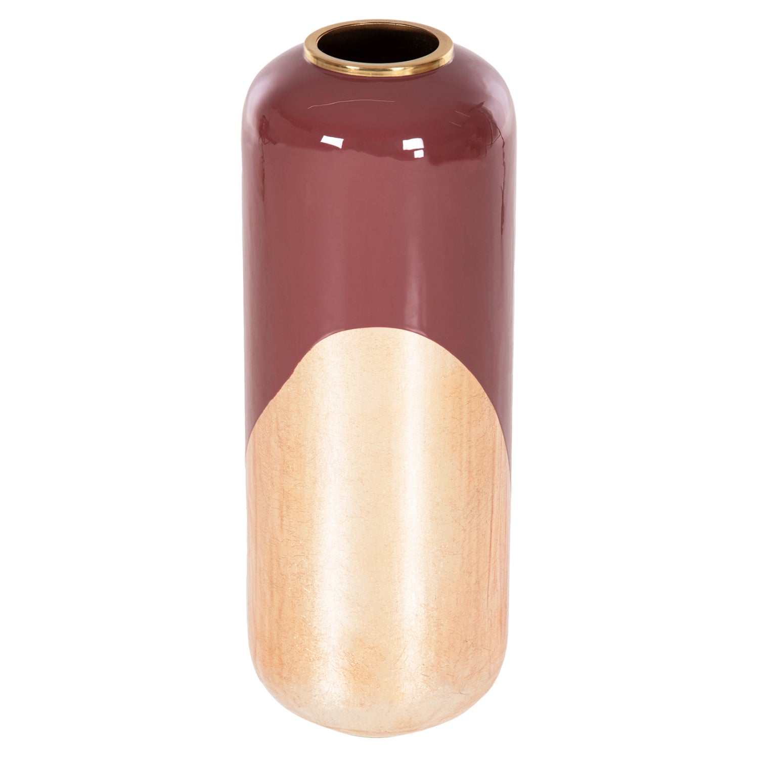 Декоративна подова ваза  метал в черешево-златист перла φ24x69υсм