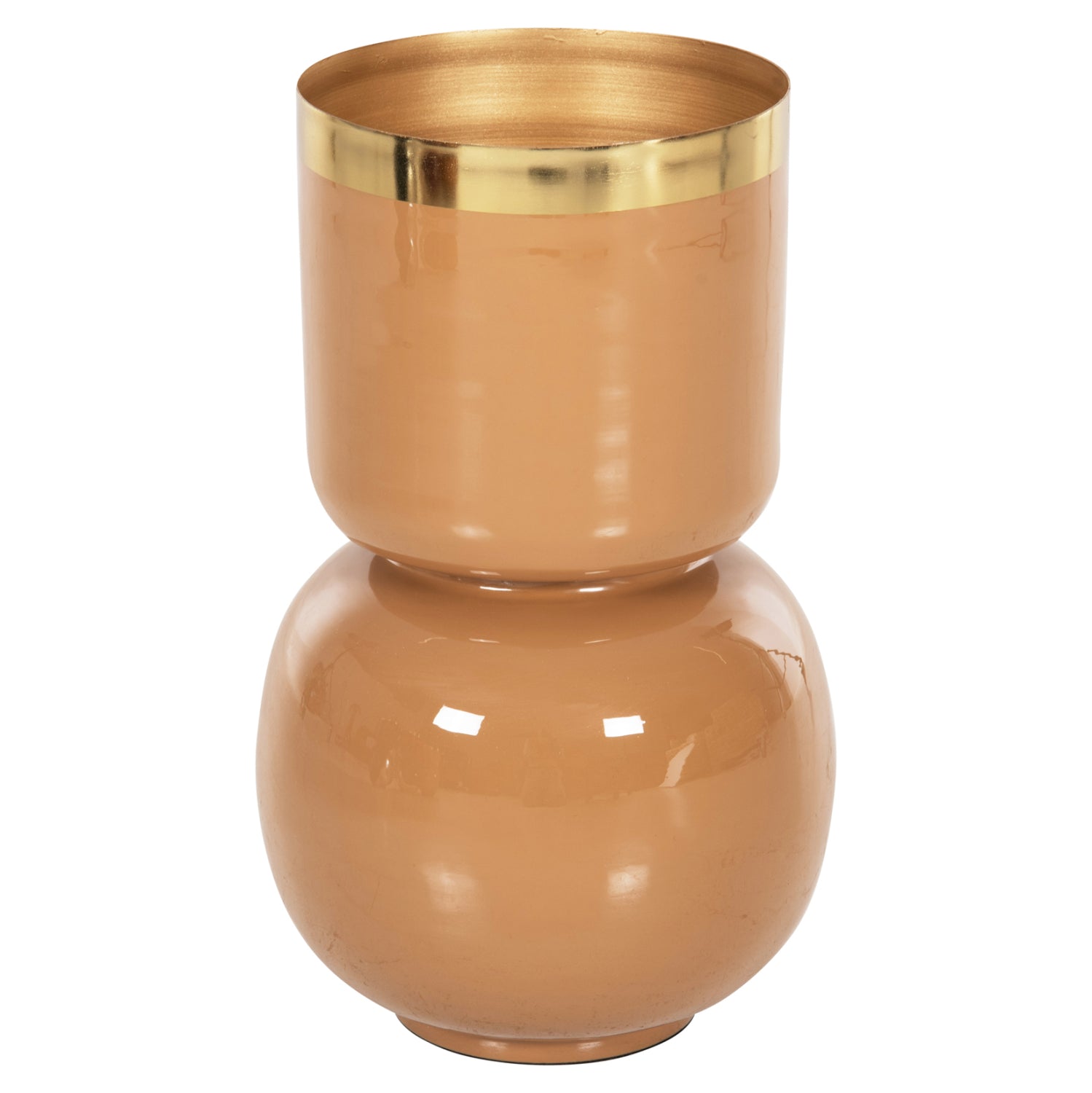 Декоративна настолна ваза метална цвят сьомга Φ21x37,5