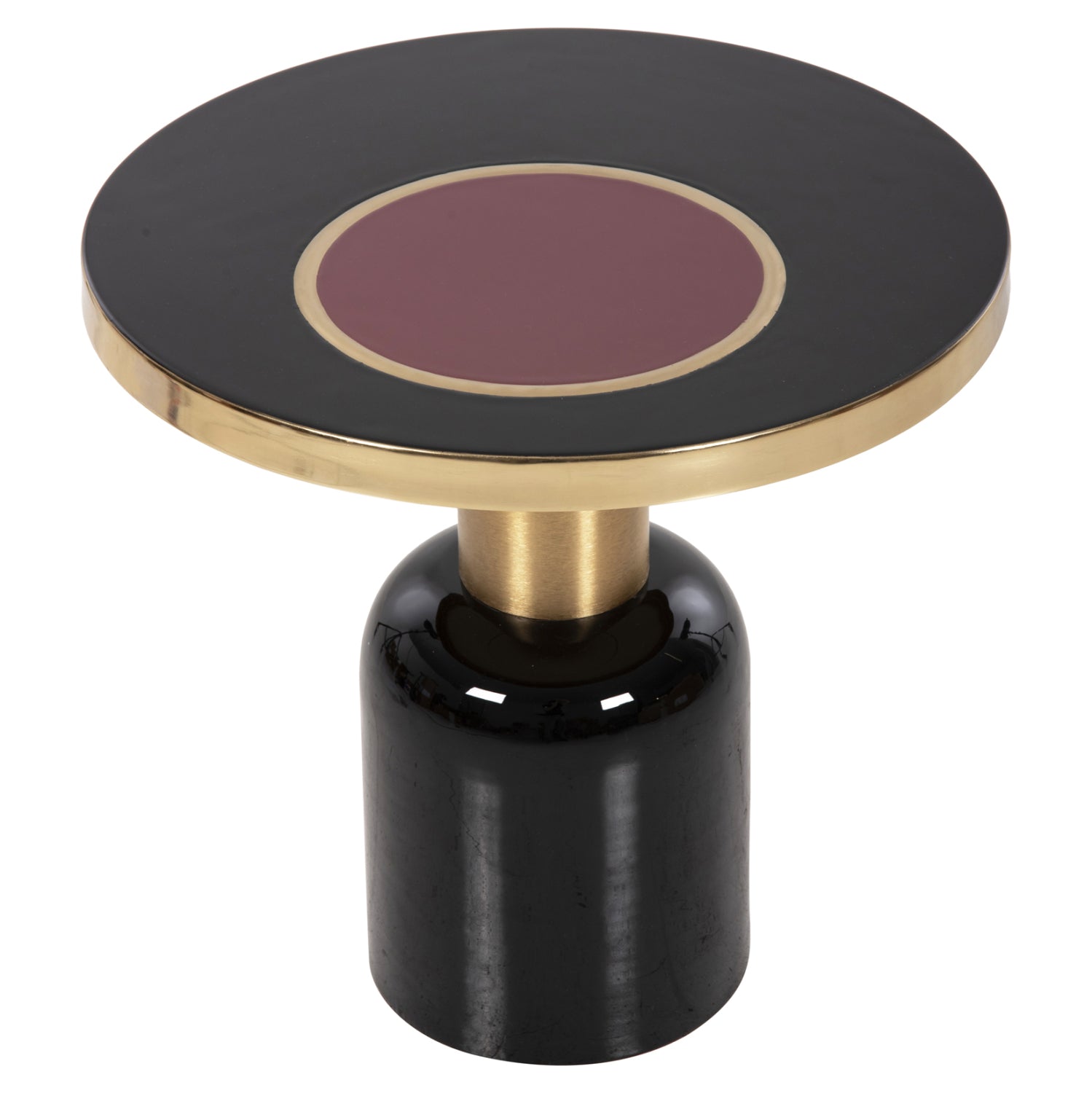 Странична маса  ERODE черен-златист-череша Φ50.5x50см