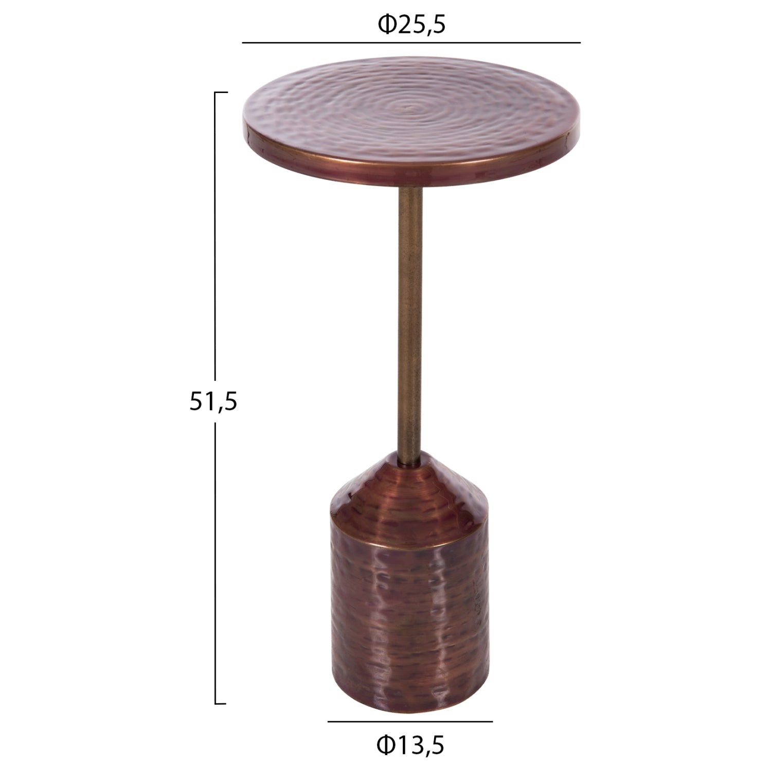 Странична маса BOMBAY метал меден цвят Φ25.5x51.5см