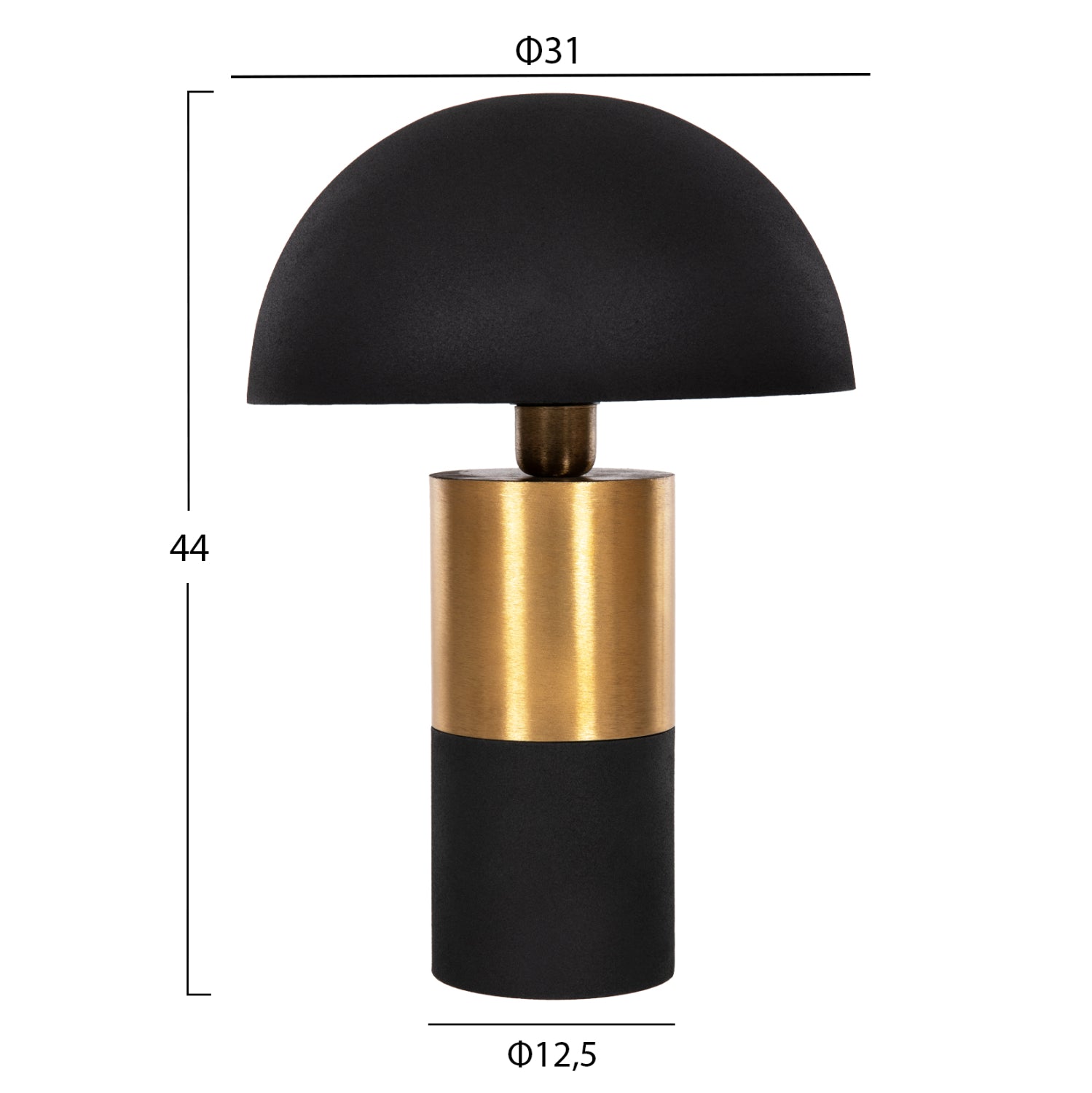 Метална настолна лампа  PUNE черен-златист цвят φ31x44h см