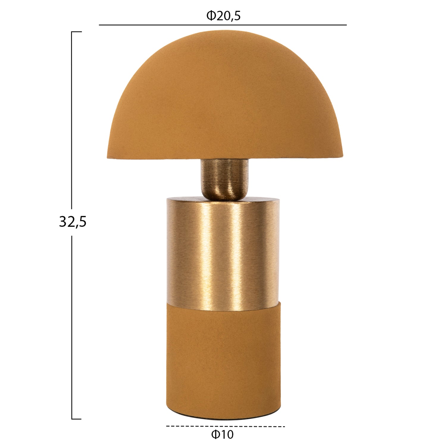 Настолна лампа  PUNE горчица-златист цвят  φ20.5x32.5см
