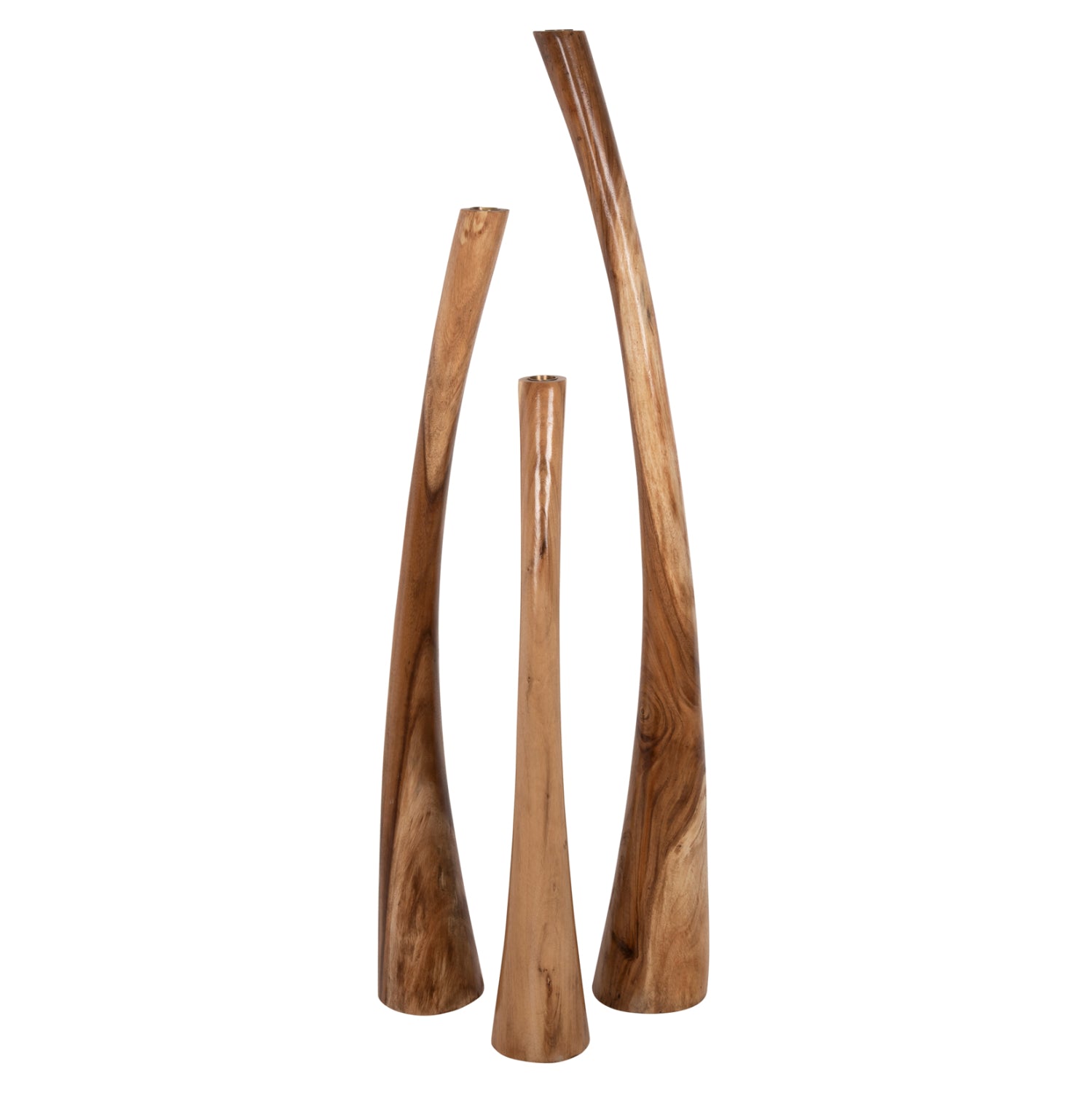 Комплект свещници 3 броя натурал от суар