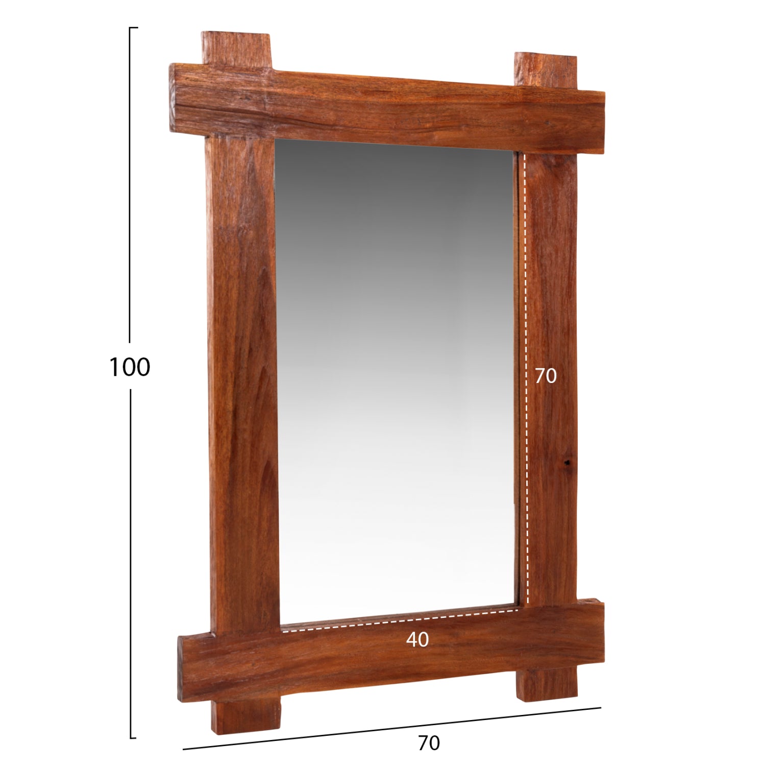 Огледало натурал  тиково дърво 70x100см.