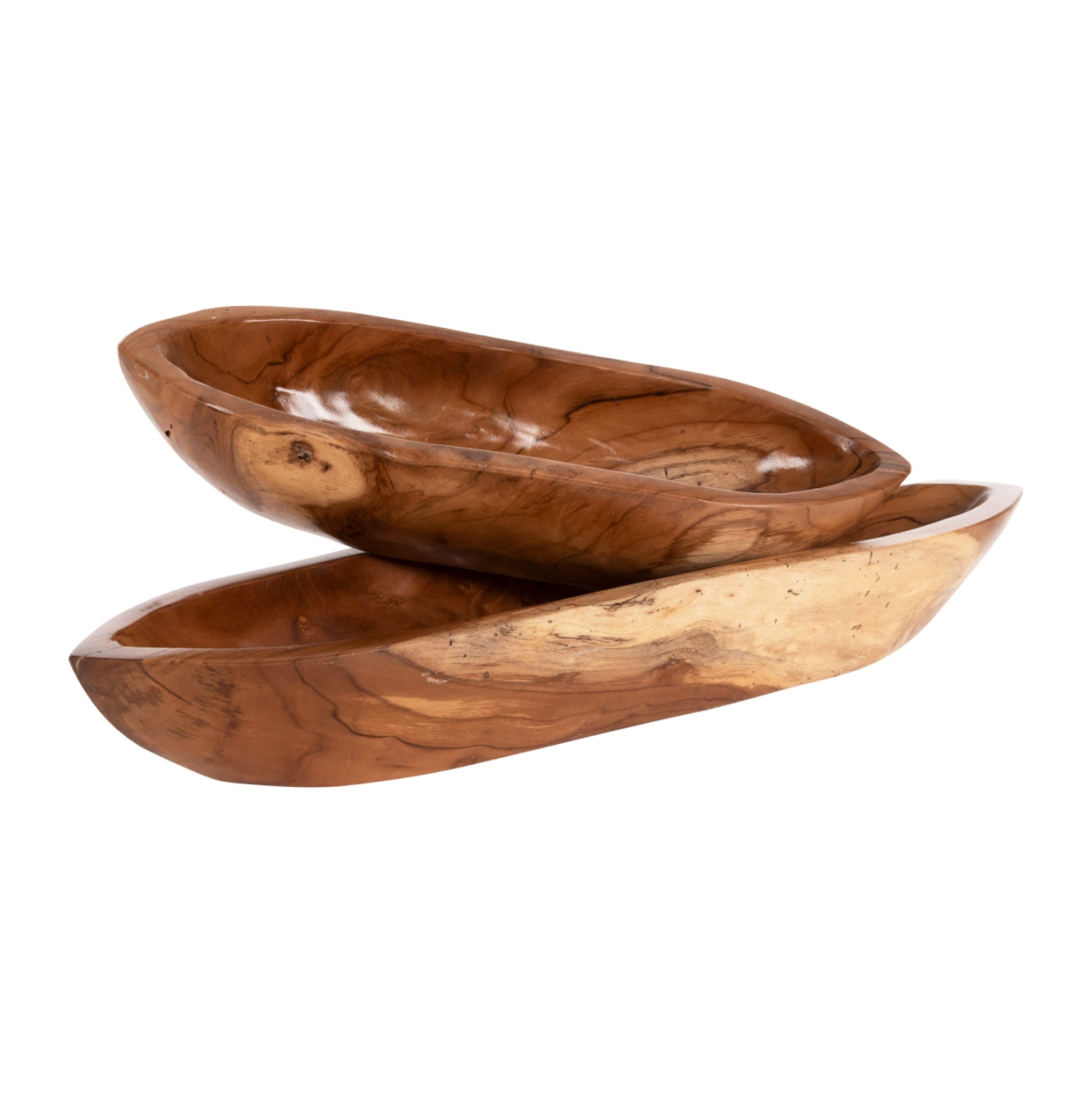 Комплект дървени купи натурал тиково дърво