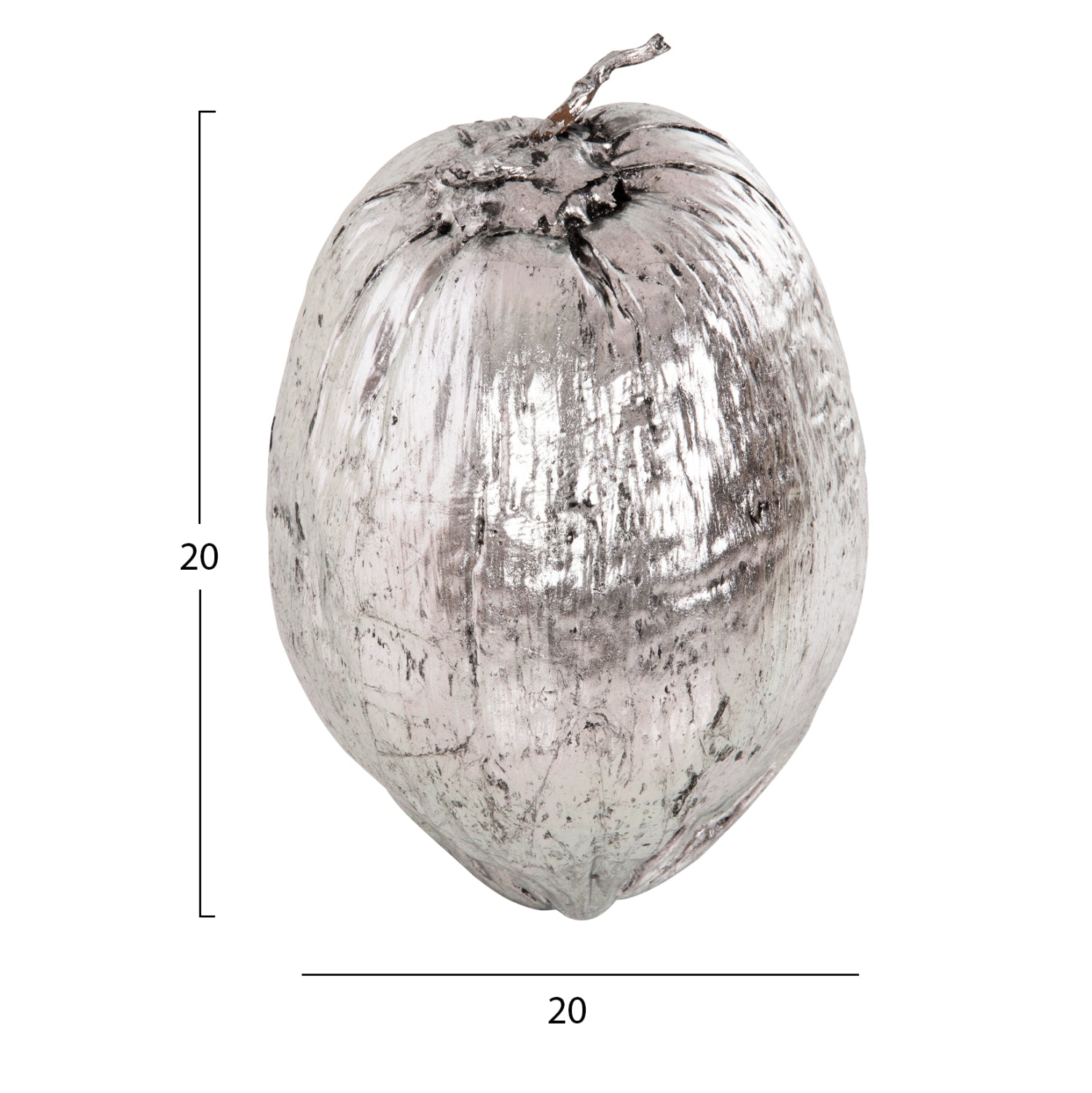 Декорация кокос за маса сребрист цвят  20x20x20см