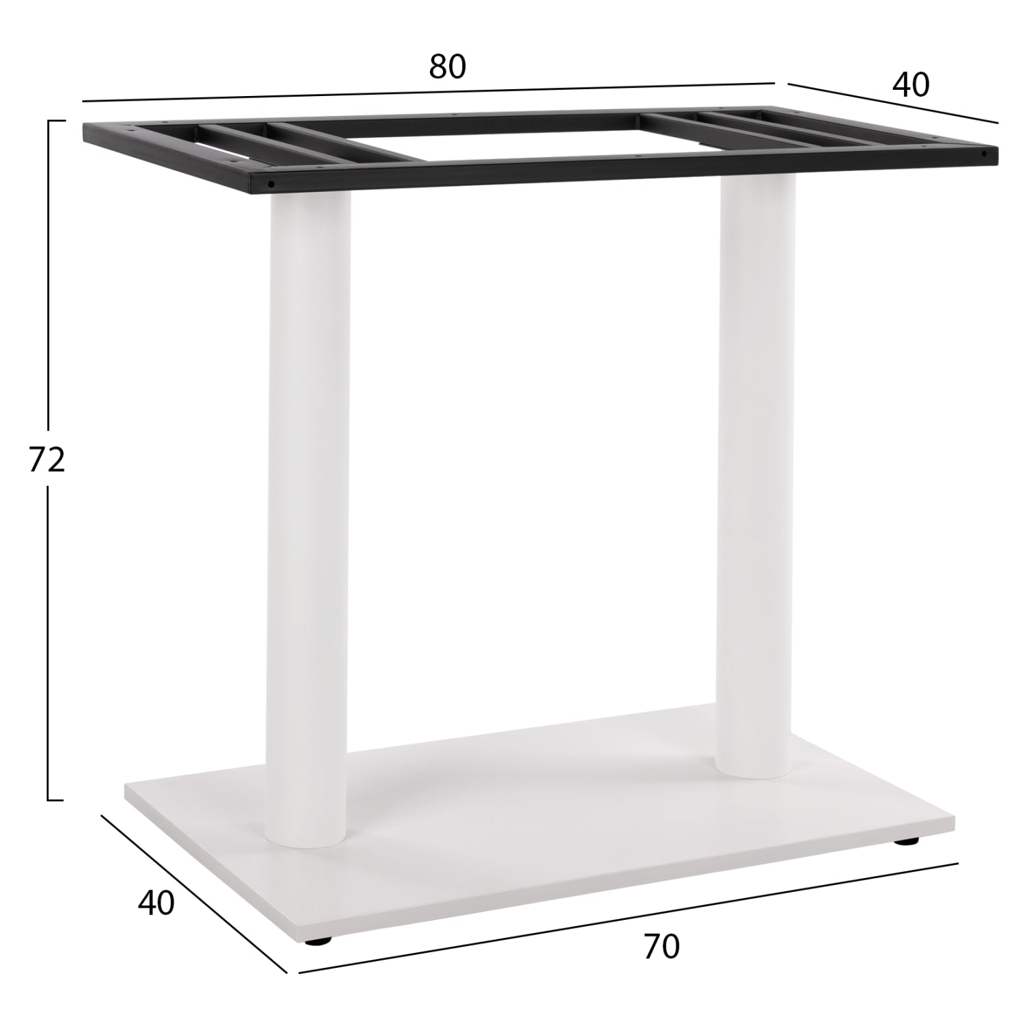 Основа за маса двойна 80Χ40Χ72 метална с регулатори 435 бял цвят