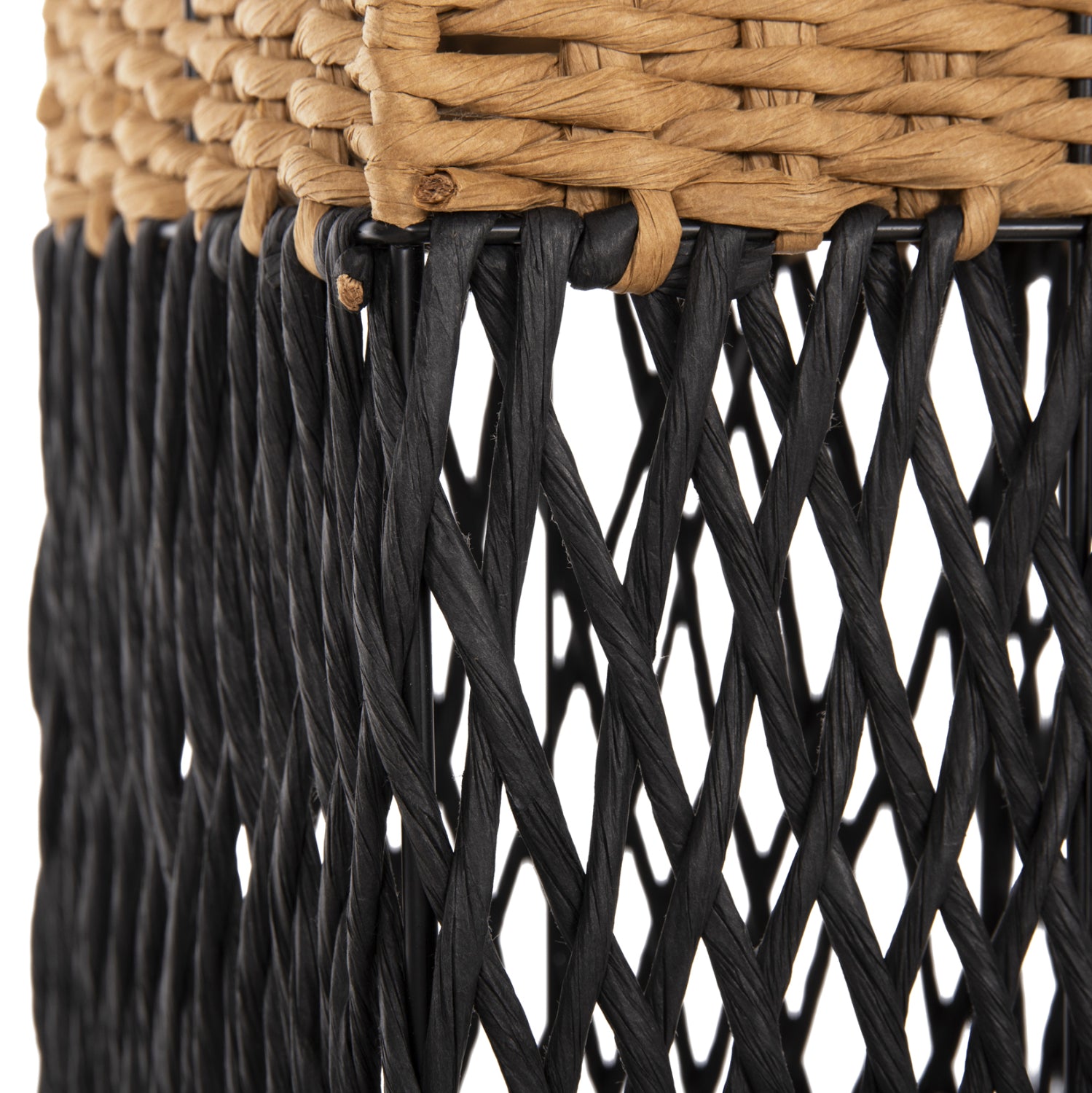 Подова лампа цвят натурал-черен